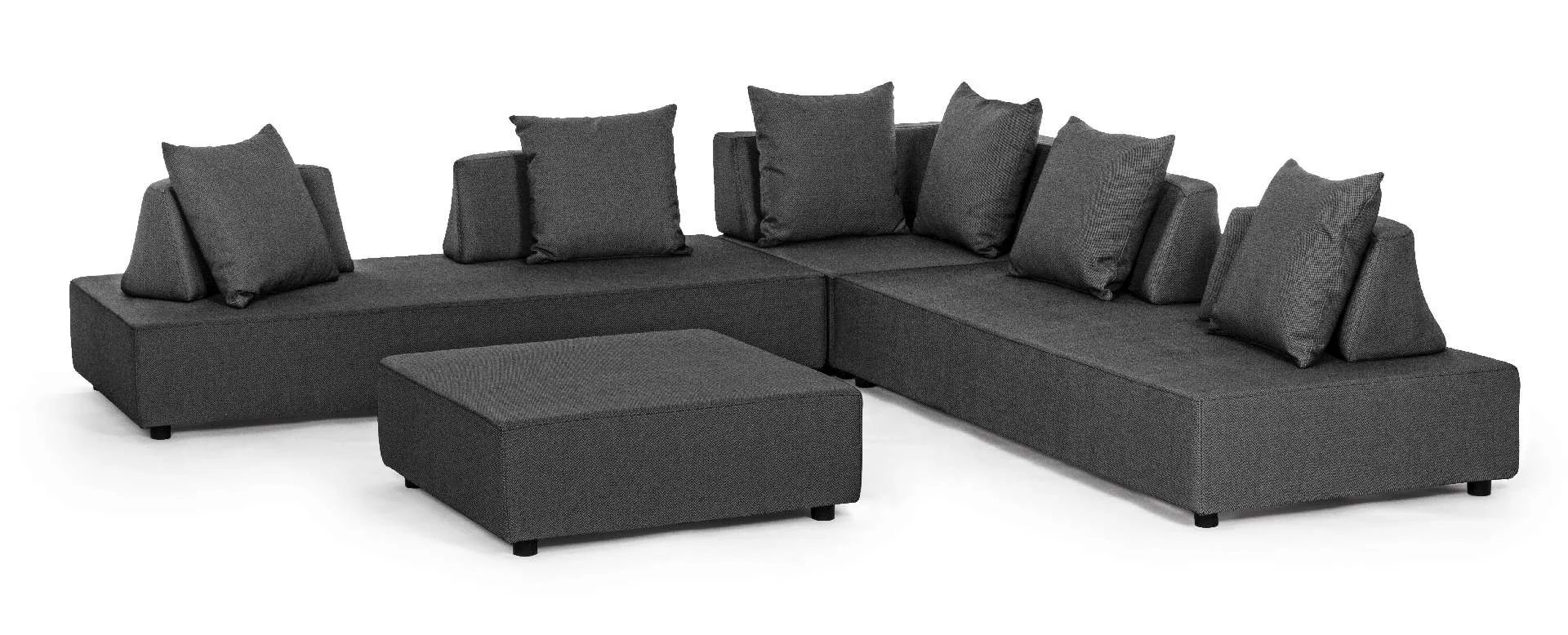 Gartensofa Piper Aluminium, modern gepolstert für 6 Personen, anthrazit, inkl. Kissen - Bizzotto