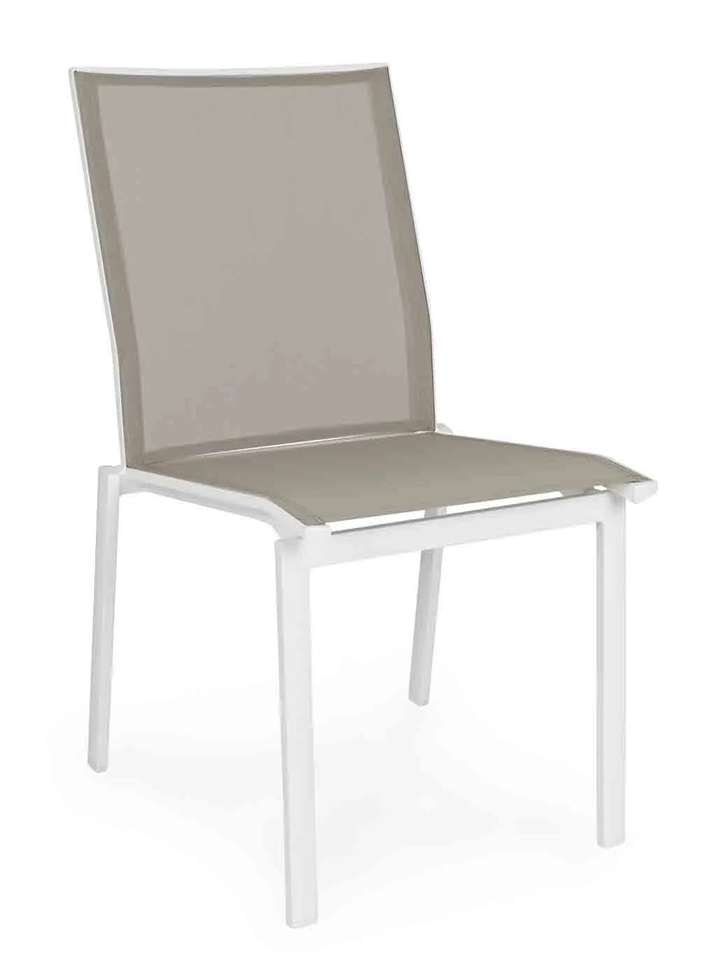 Gartenstuhl Cruise aus Aluminium und Textilene, modern stapelbar, Taupe, ohne Armlehne - Bizzotto