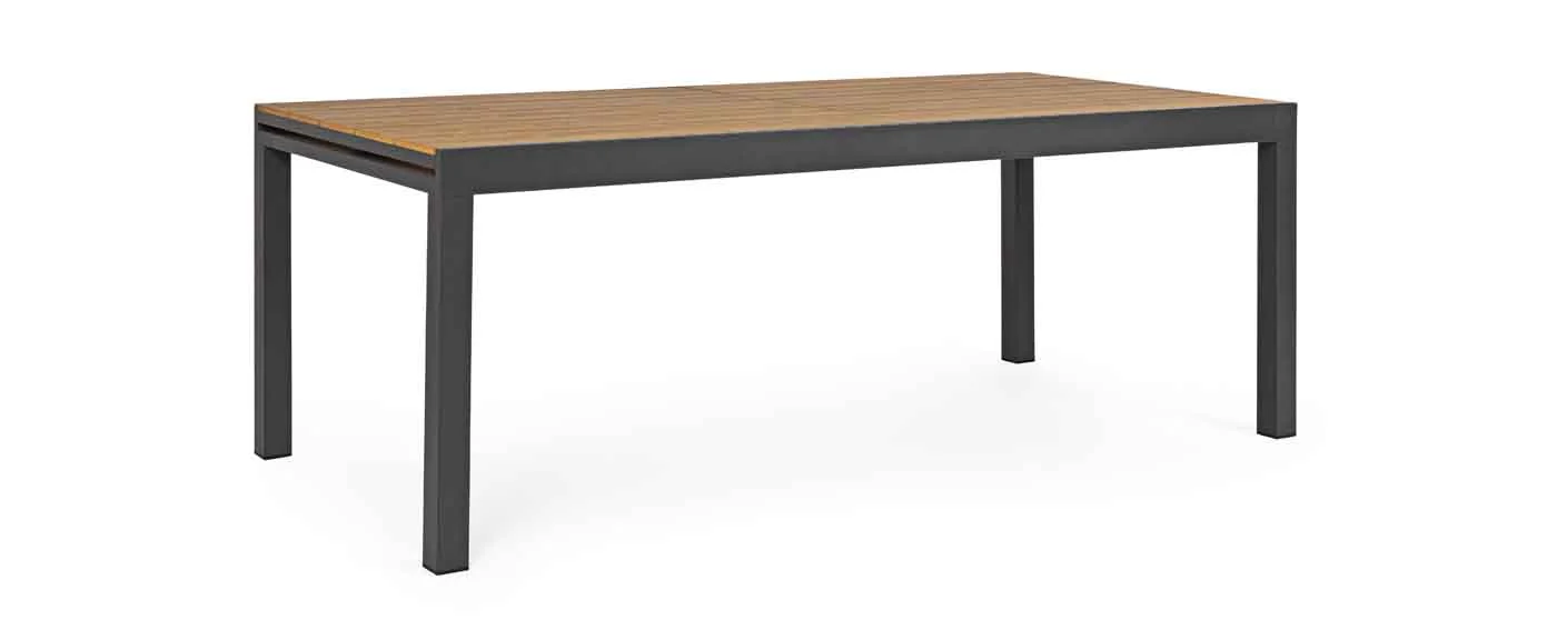 Gartentisch Elias ausziehbar, modernes Design, Polywood und Aluminium, anthrazit, 200-300x95 cm