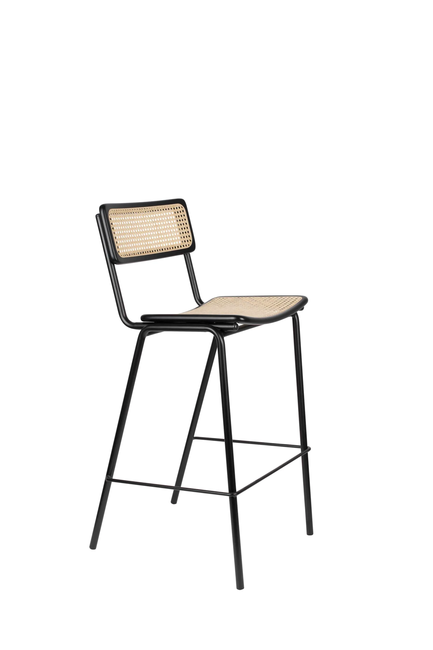 Zuiver Jort Barstuhl Stahl/Rattan Natur/Schwarz