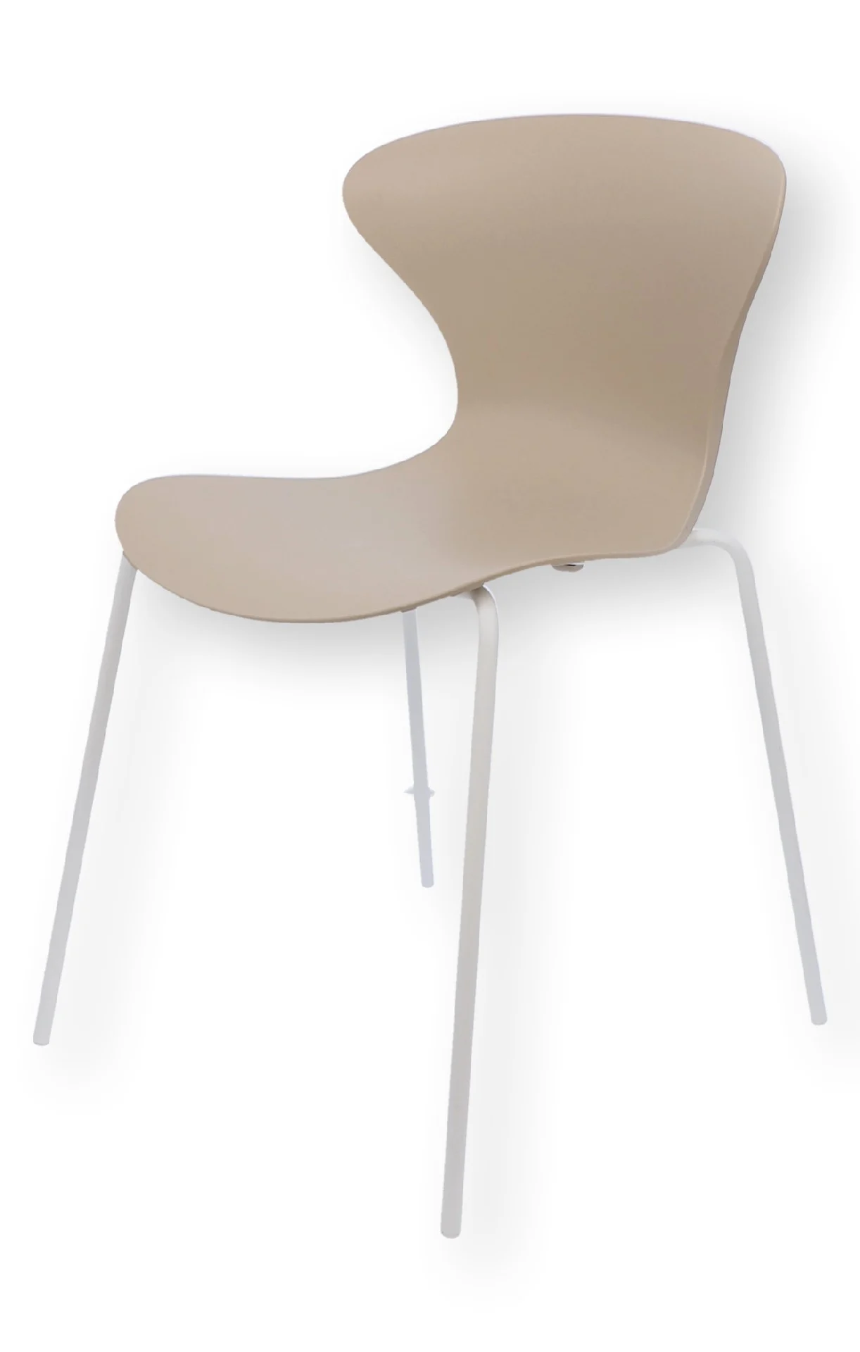 Stuhl Riva aus robustem Kunststoff, modern stapelbar, Sand, 4-Fuß-Gestell weiß, pflegeleicht