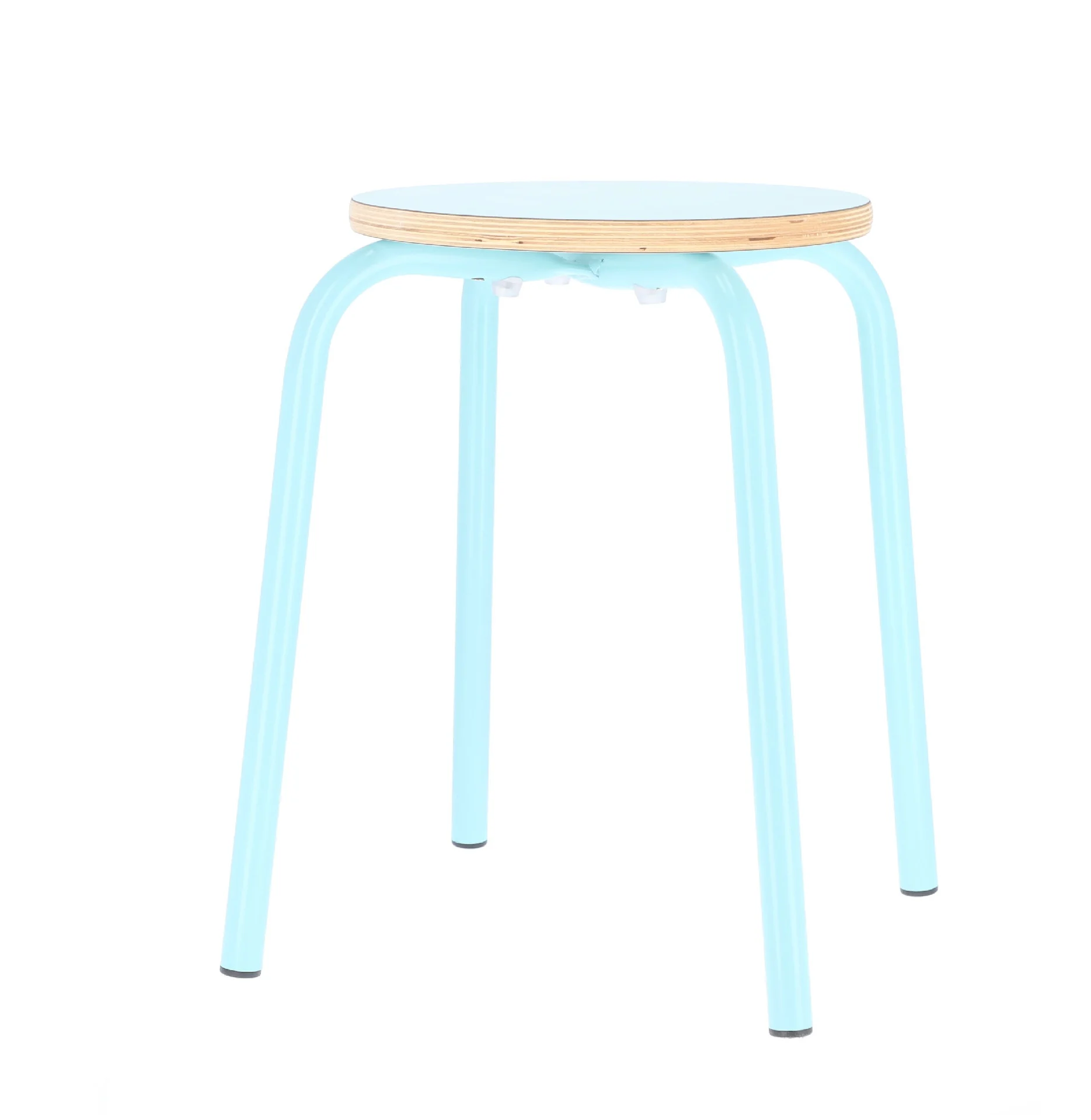 Hocker Paris Metall und Multiplex, modern stapelbar, Türkis, für Indoor, 4-Fuß-Gestell