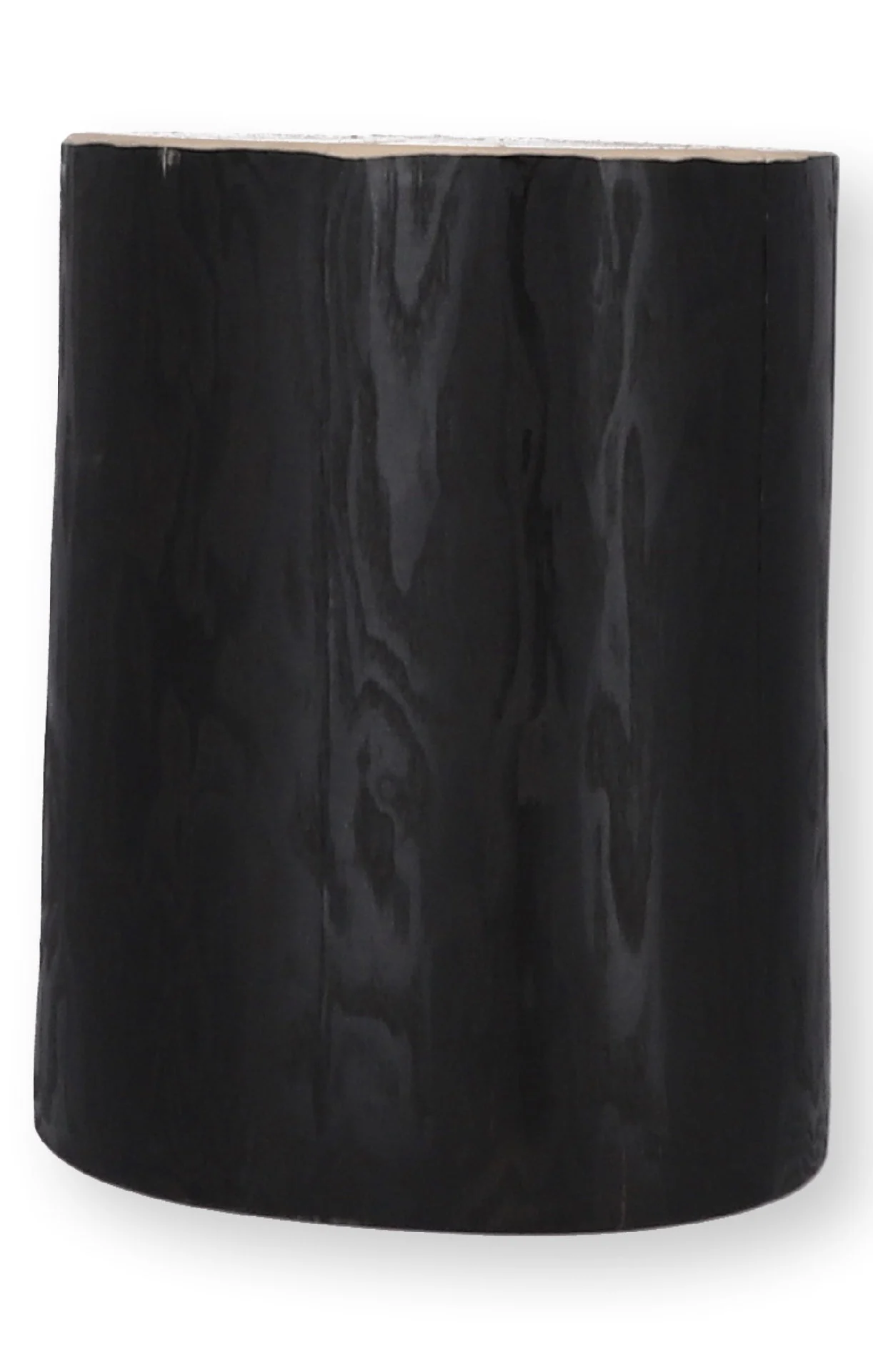 Beistelltisch Block rund, Kernesche massiv, modern, Schwarz, Höhe 38 cm, Unikat - Jan Kurtz