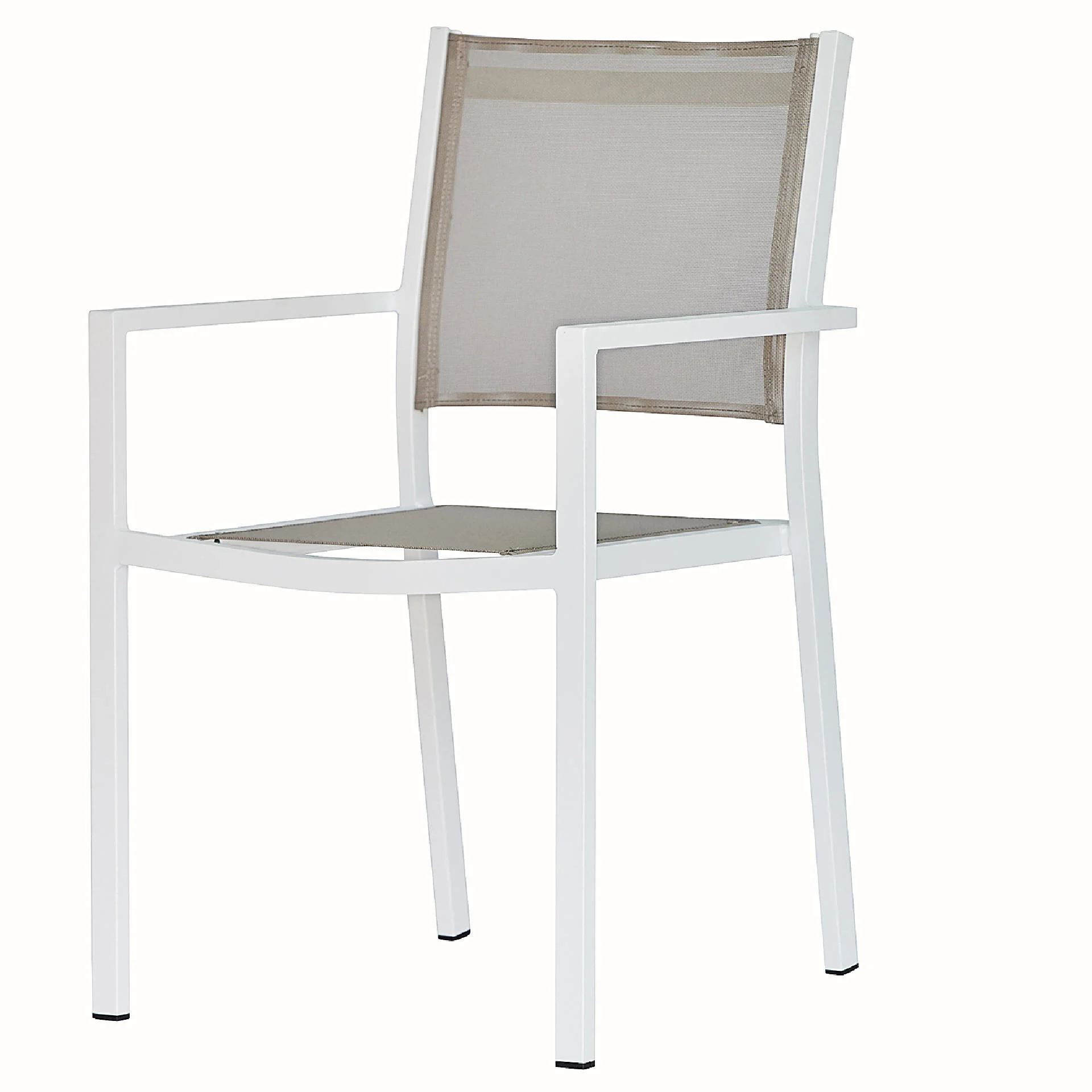 Stuhl Aria, aus Aluminium und Textilene, stapelbar, Outdoor, weiß taupe, pflegeleicht - Fiam