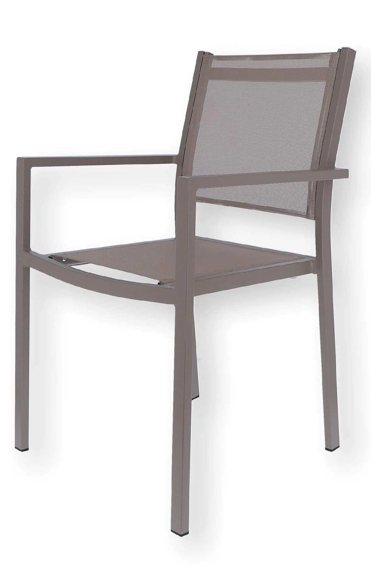 Stapelsessel Aria aus Aluminium und Textilene, Outdoor-Stuhl im modernen Design, taupe