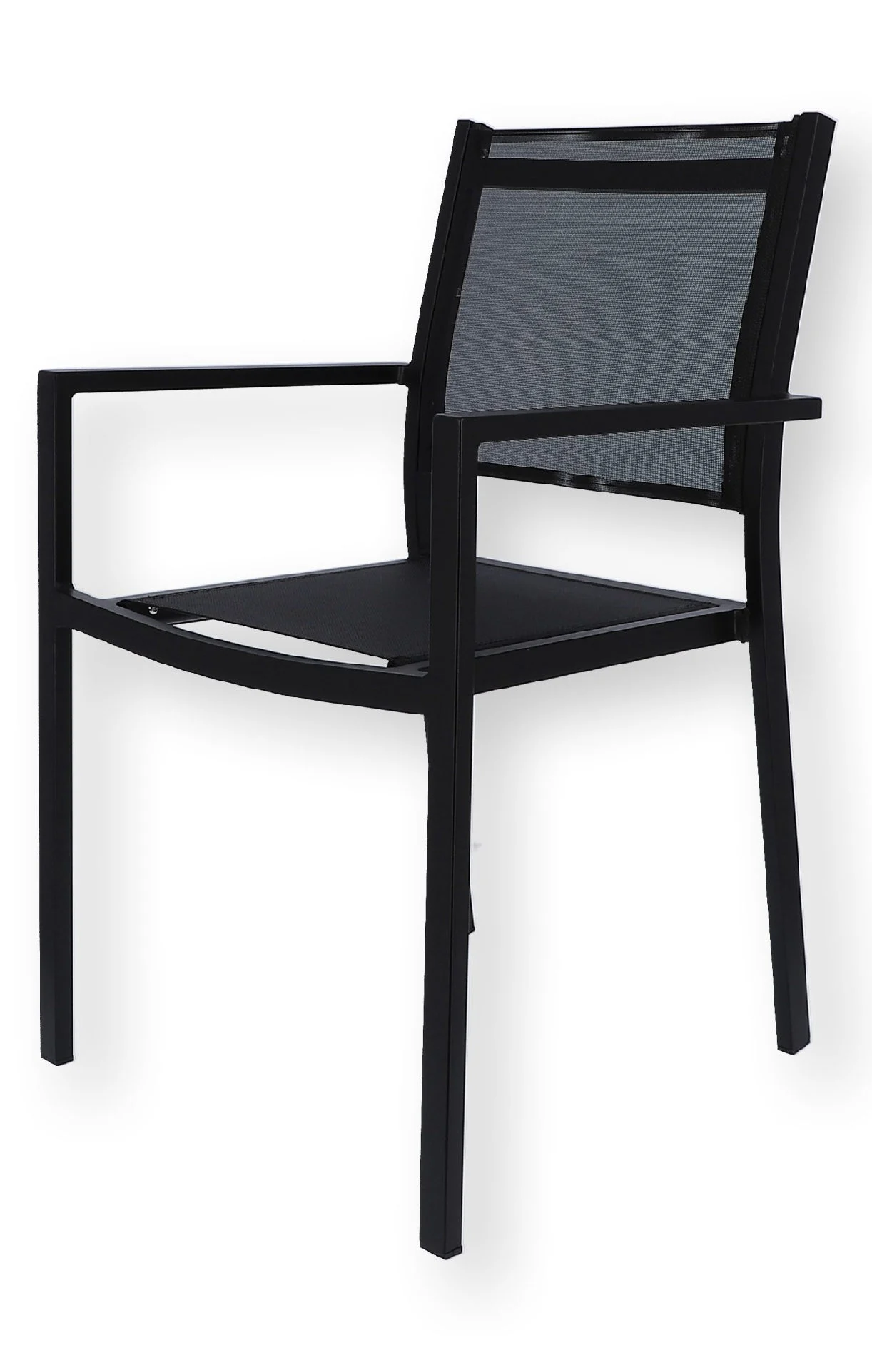 Stuhl Aria aus Aluminium und Textilene, stapelbar, modern für Outdoor, schwarz - Fiam