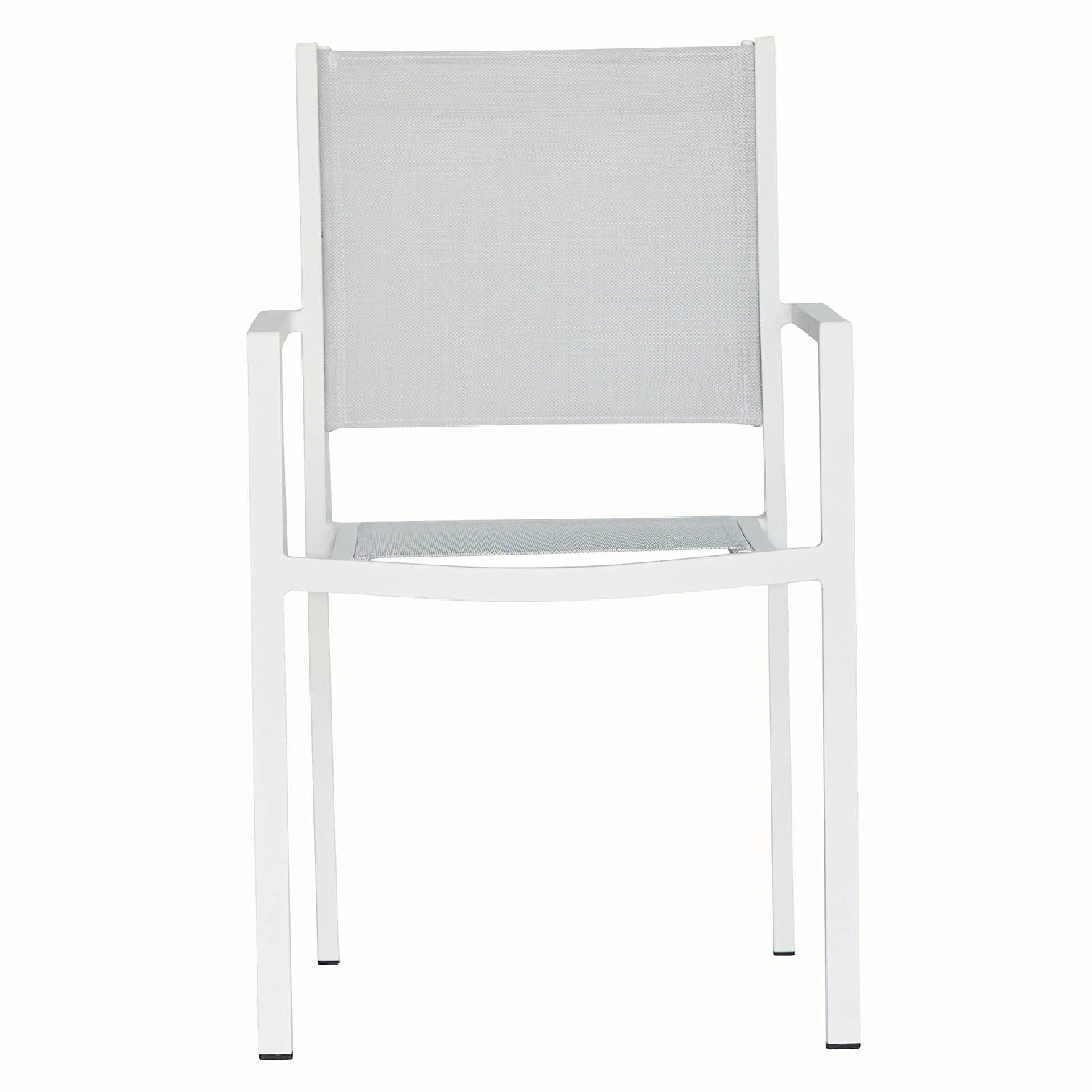 Stuhl Aria aus Aluminium und Textilene, stapelbar für Outdoor, modern in Weiß Silbergrau - Fiam