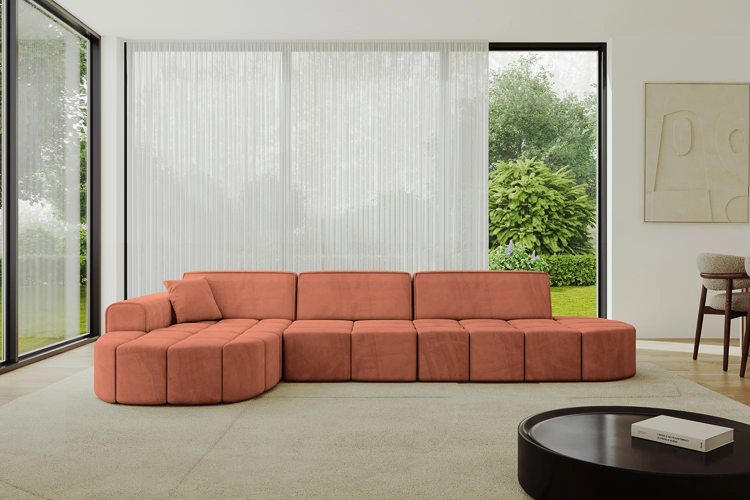 Ecksofa LIVO-L2 Apricot - Dream Velvet 202.07