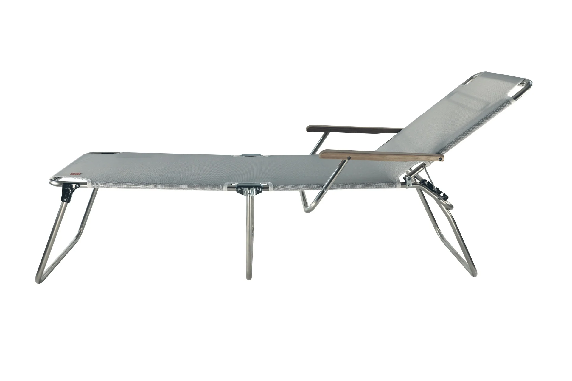 Gartenliege Dreibeinliege Amigo 40+ aus Aluminium mit Armlehne, modern, silbergrau, 3-fach verstellbar