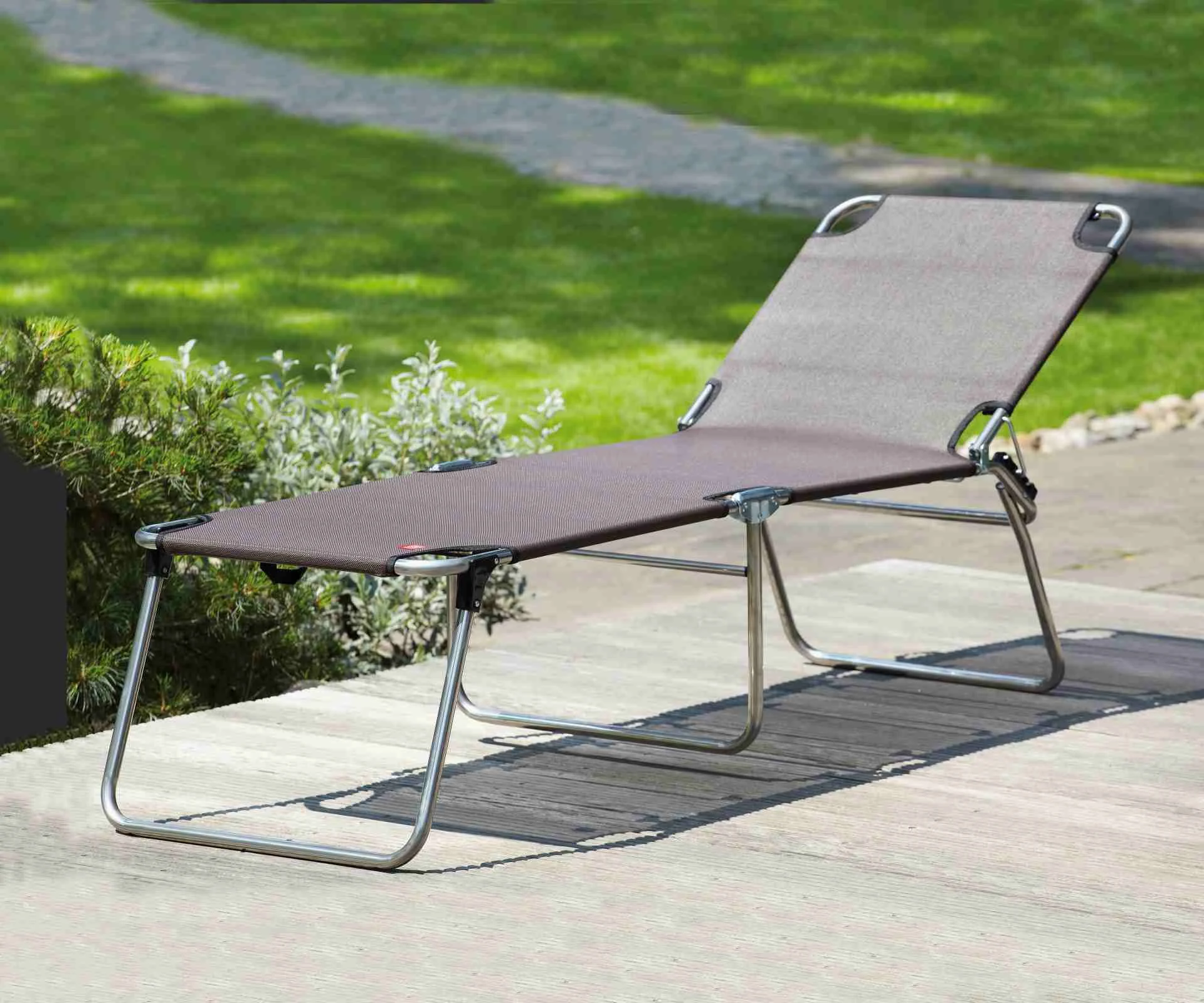 Gartenliege Amigo 40+ von Fiam, aus Aluminium und Textilene, modern, grau, 3-fach verstellbar