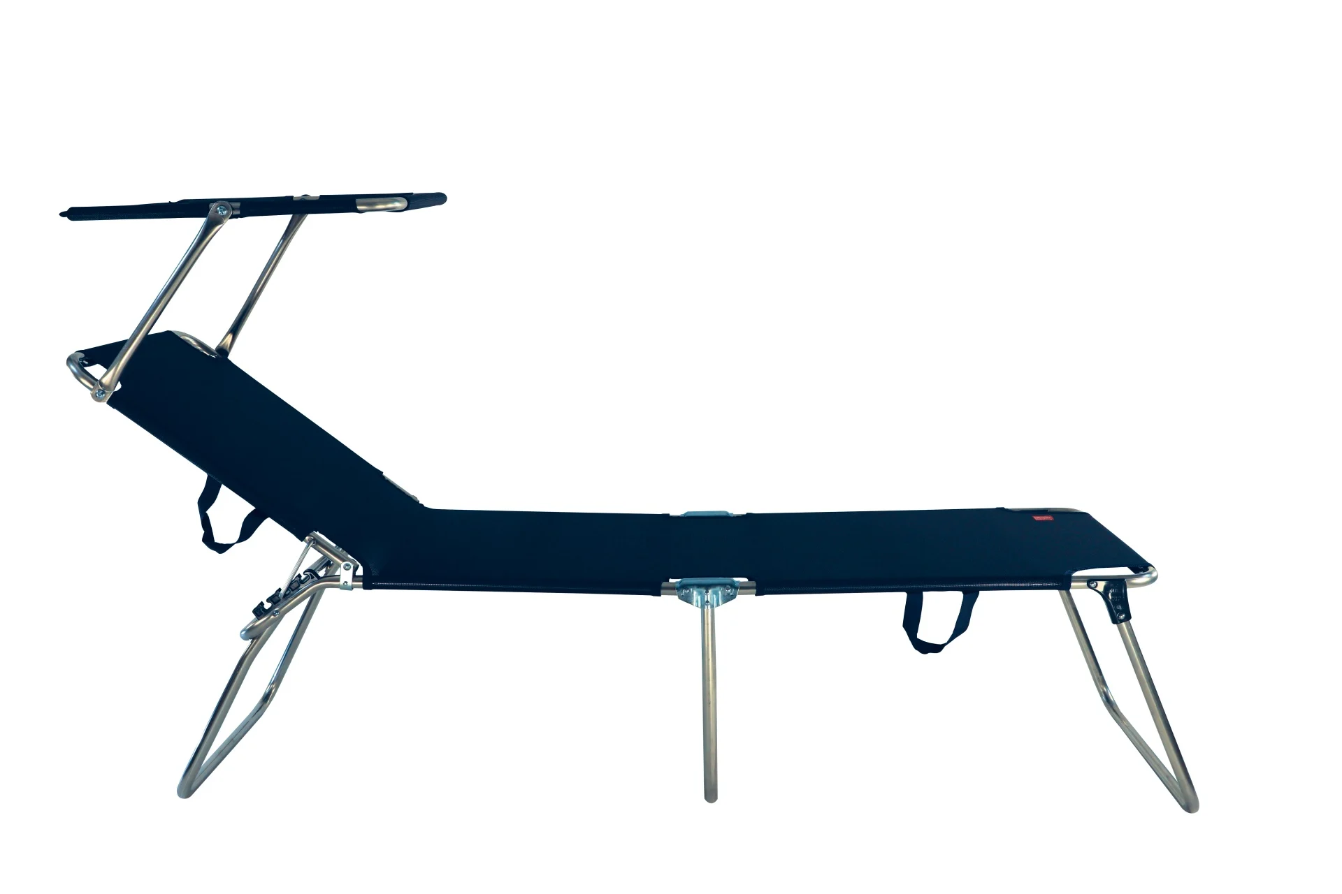Gartenliege Amigo 40+ von Fiam aus Aluminium, modern, mit Sonnenblende, dunkelblau, 3-fach verstellbare Rückenlehne