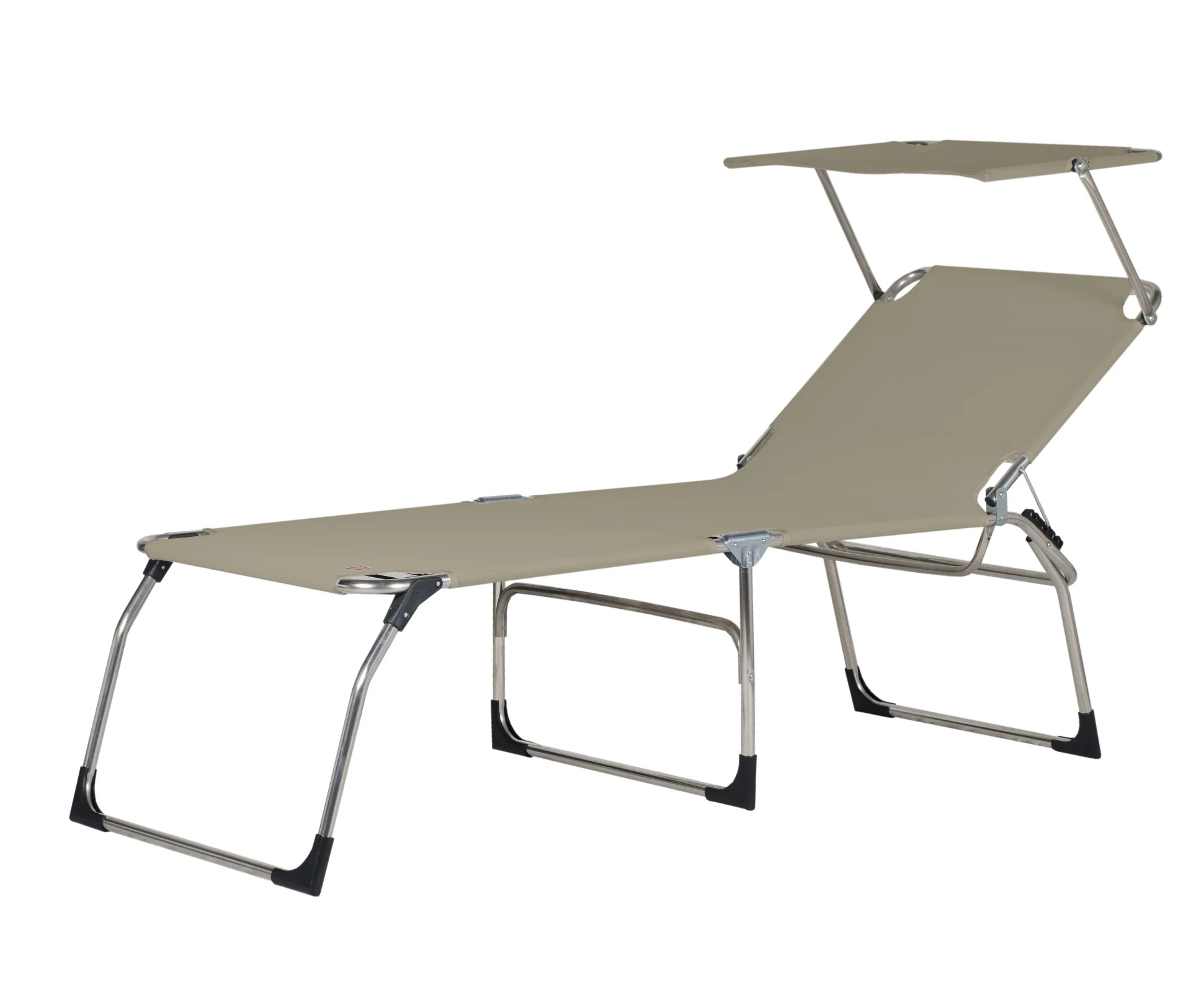 Gartenliege Amigo 40+, aus Aluminium mit Sonnenblende, modern, taupe, 3-fach verstellbar