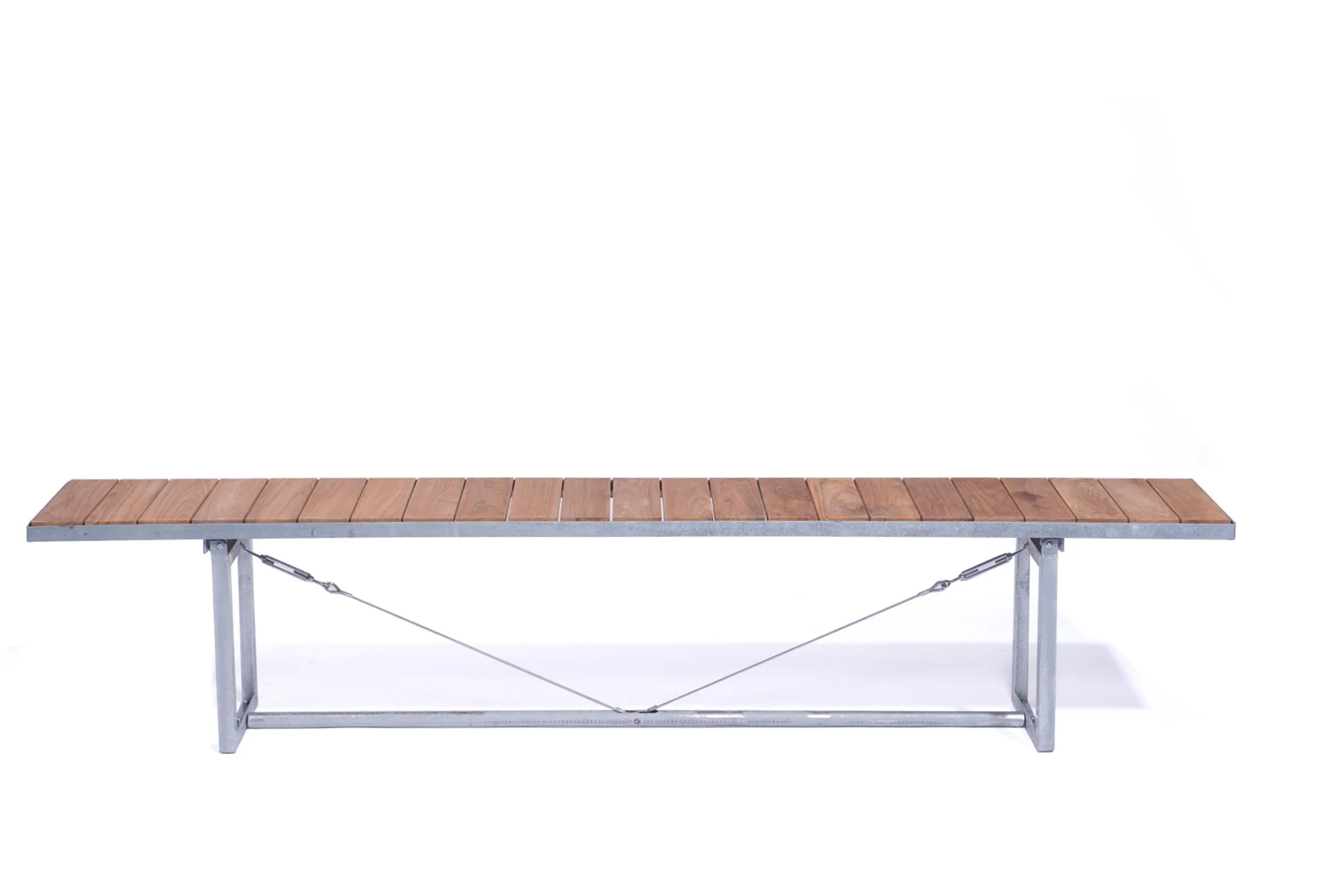 Gartenbank Jever aus massivem Teak, modern-massiv, natur, 220 cm, Outdoor, Metallgestell