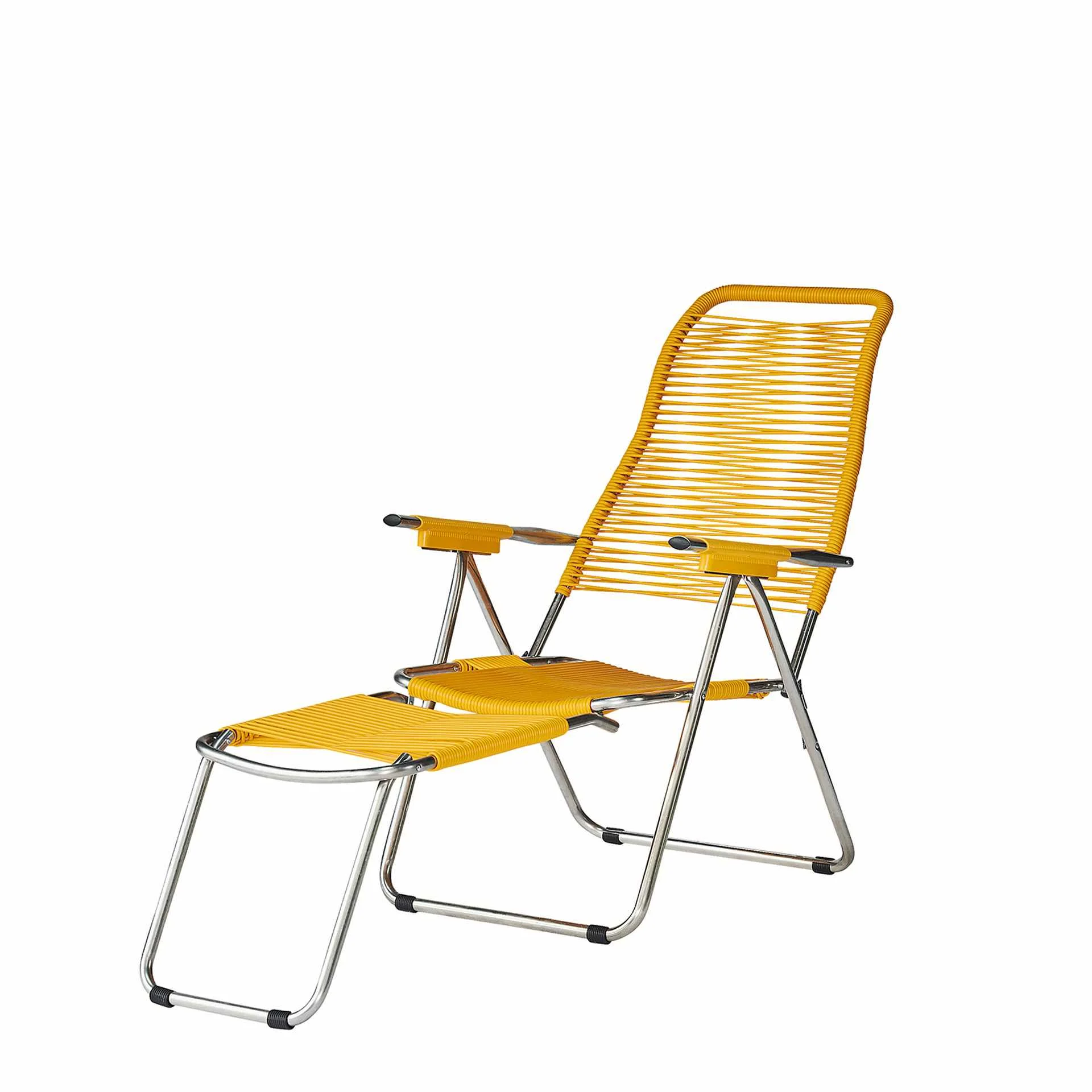 Gartensessel Spaghetti von Fiam aus Aluminium und Kunststoffgewebe, Retro Chic, gelb, verstellbar für Outdoor