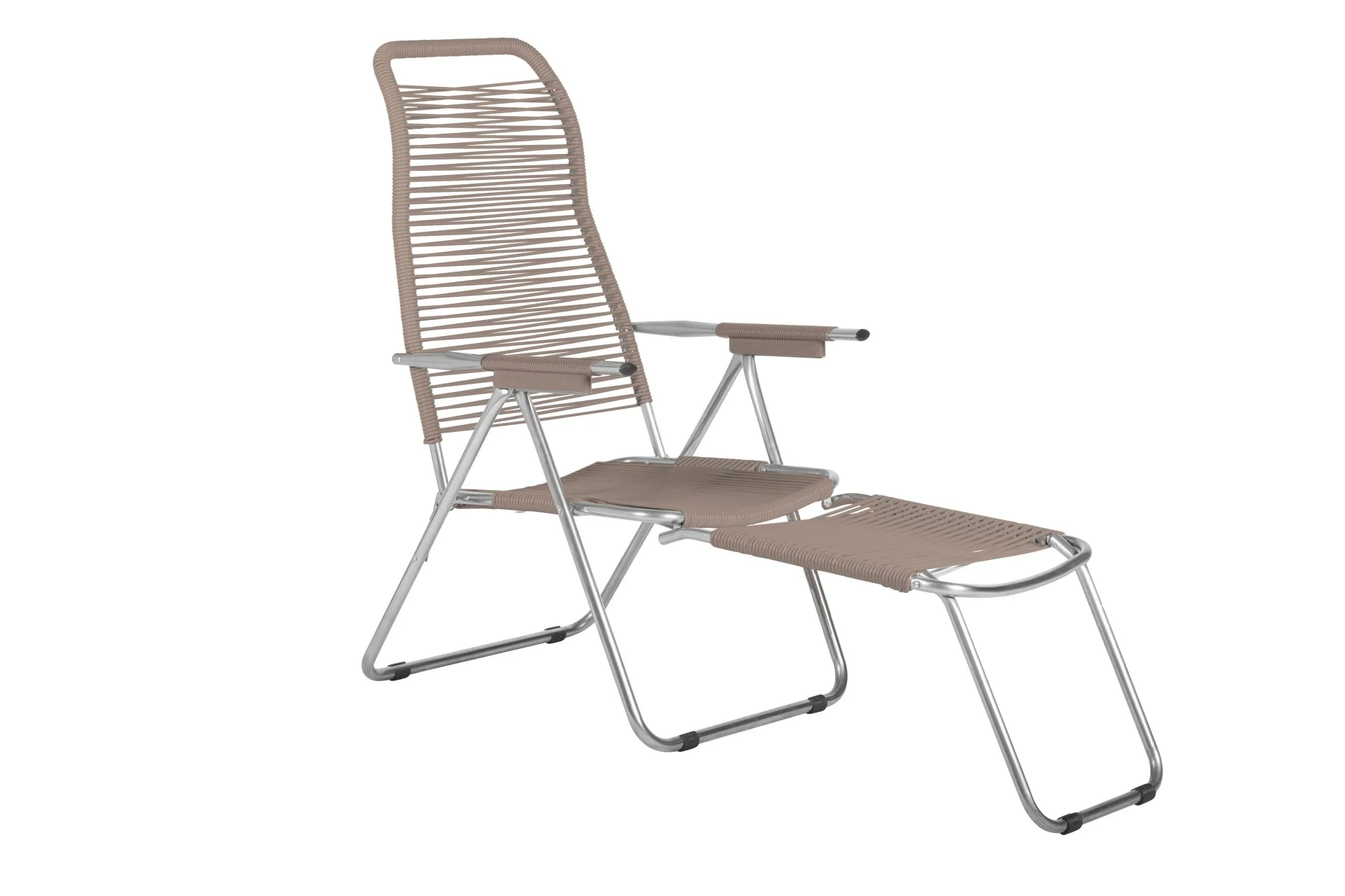 Gartensessel Spaghetti aus Aluminium von Fiam, Retro Chic, verstellbar, taupe, wetterfest