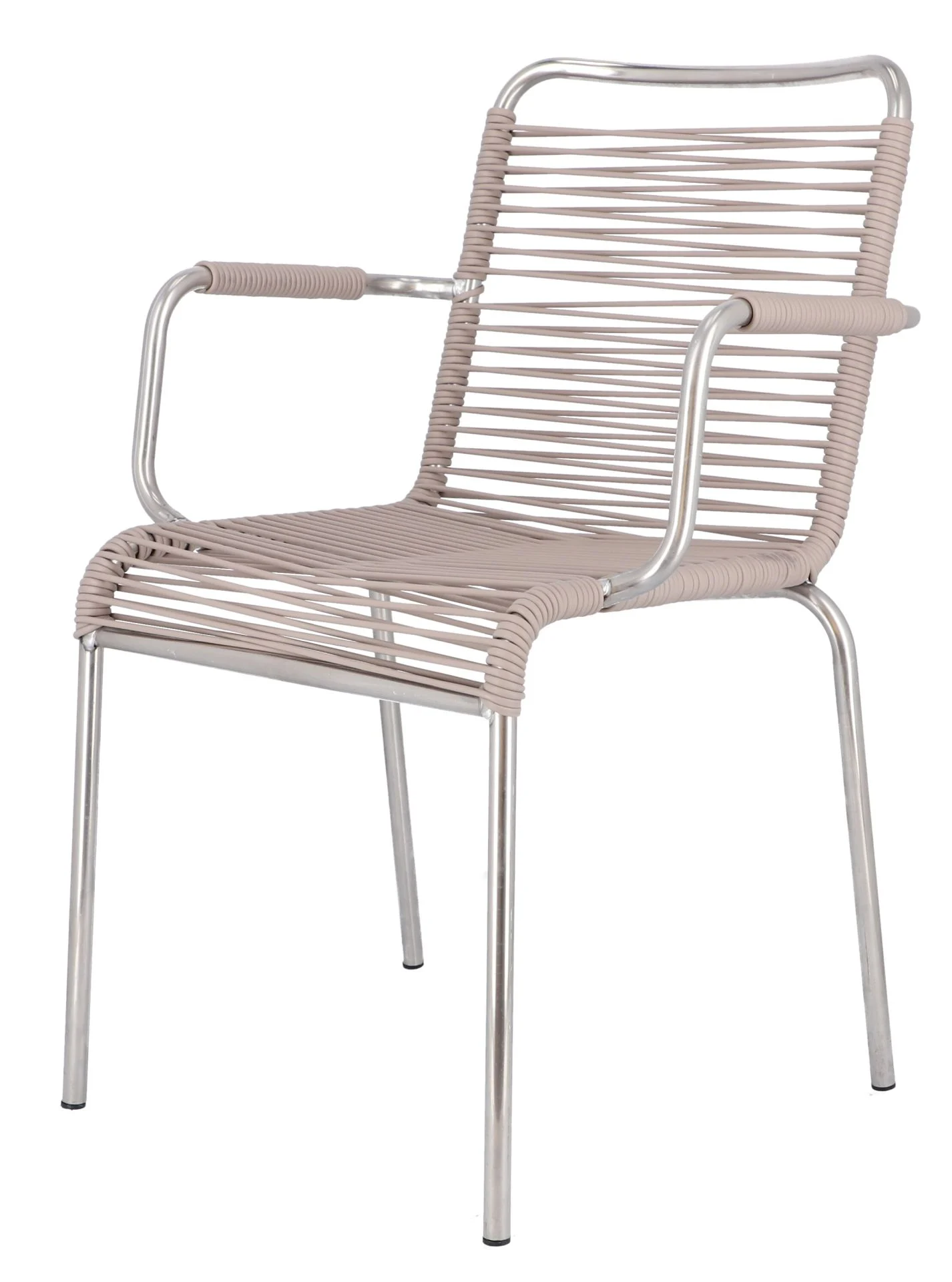 Stuhl Spaghetti von Fiam aus Aluminium, Retro Chic, taupe, stapelbar für Outdoor-Einsatz