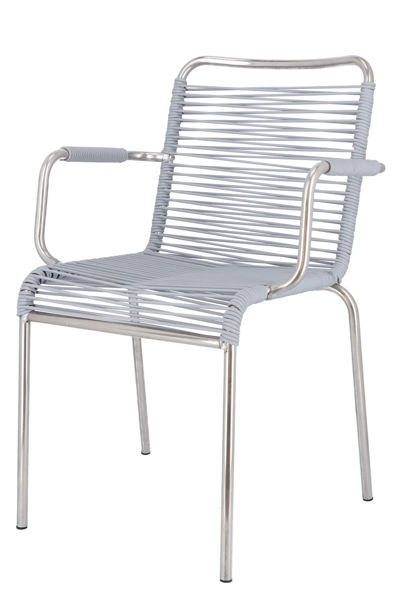 Stuhl Spaghetti von Fiam aus Aluminium, Retro Chic, grau, wetterfest und stapelbar, für Outdoor