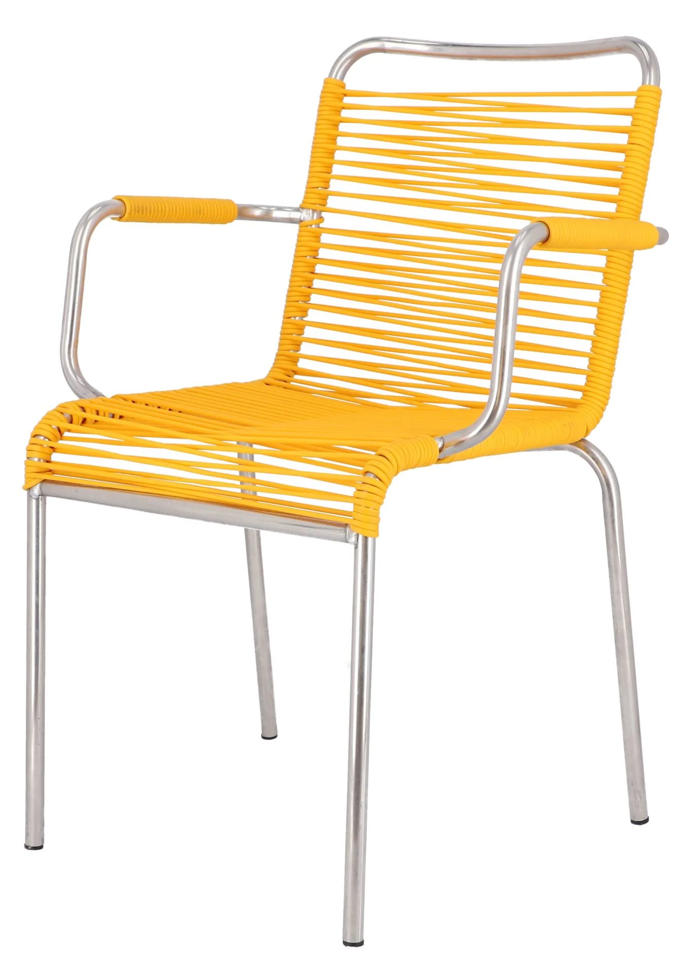 Stuhl Stapelsessel Spaghetti von Fiam aus Aluminium, Retro Chic Design, Gelb, wetterfest für Outdoor