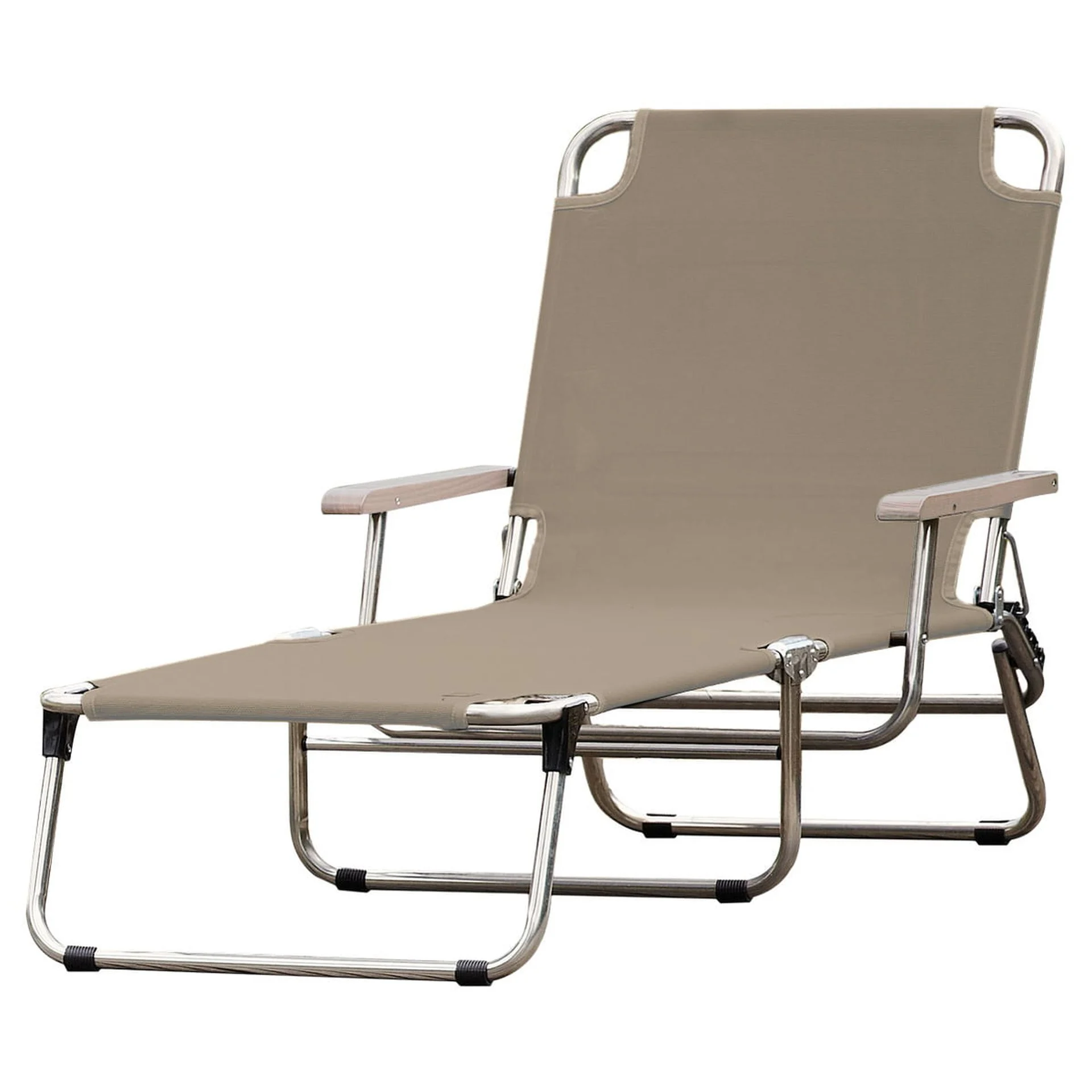 Gartenliege Amigo 40+ von Fiam aus Aluminium mit Armlehne, modern, taupe, 3-fach verstellbar