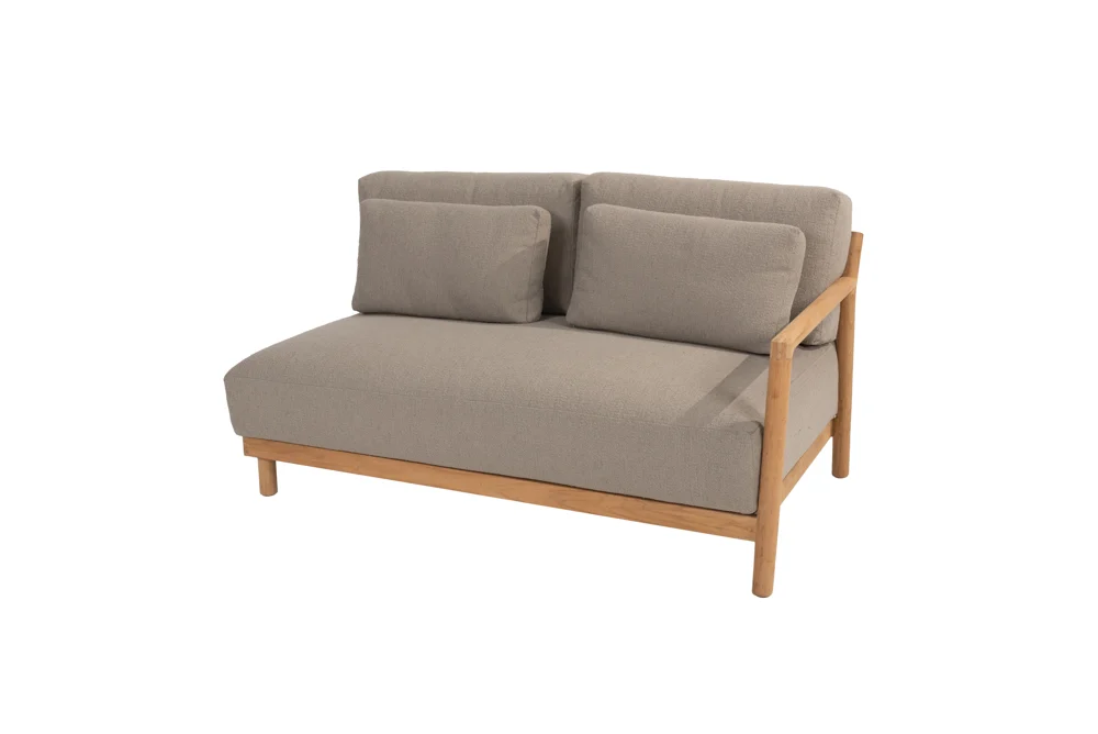 4Seasons Marie 2.5 Sitzer Sofa Armlehne links, natural Teak mit 5 Kissen