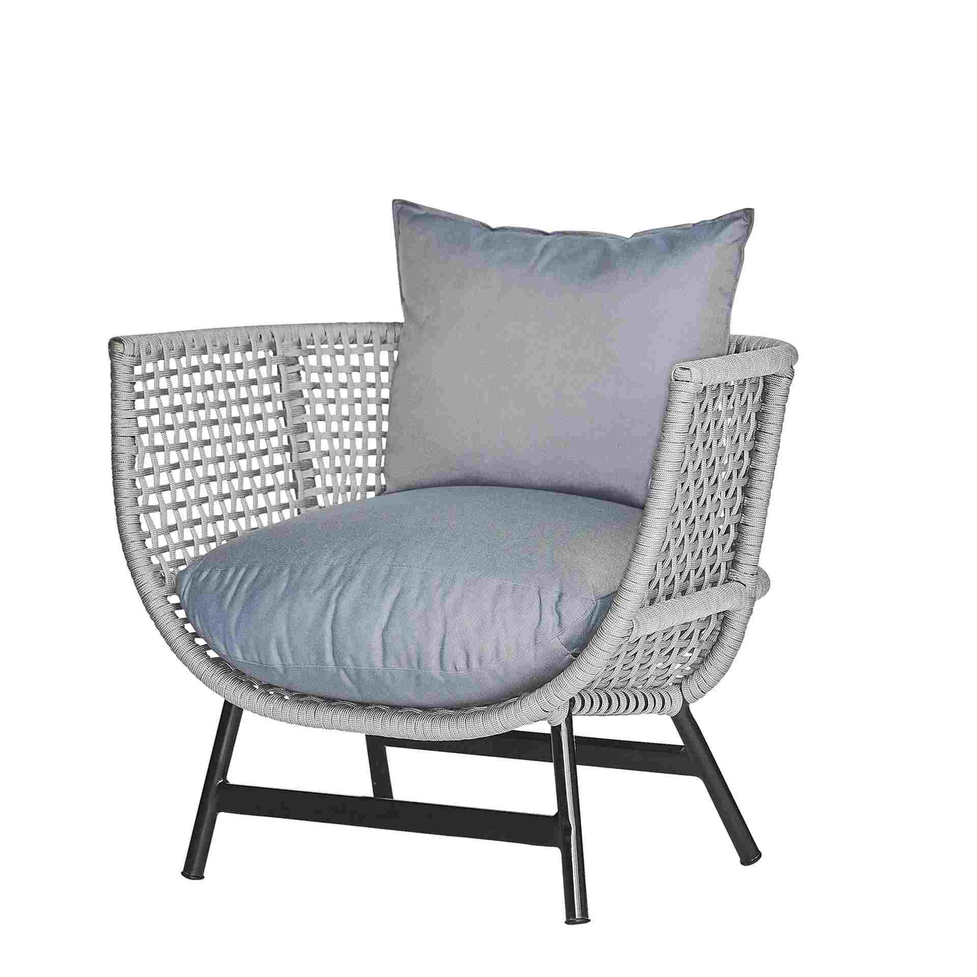 Loungesessel Suka aus Aluminium, modern und wetterfest, hellgrau, gepolstert für Outdoor - Jan Kurtz
