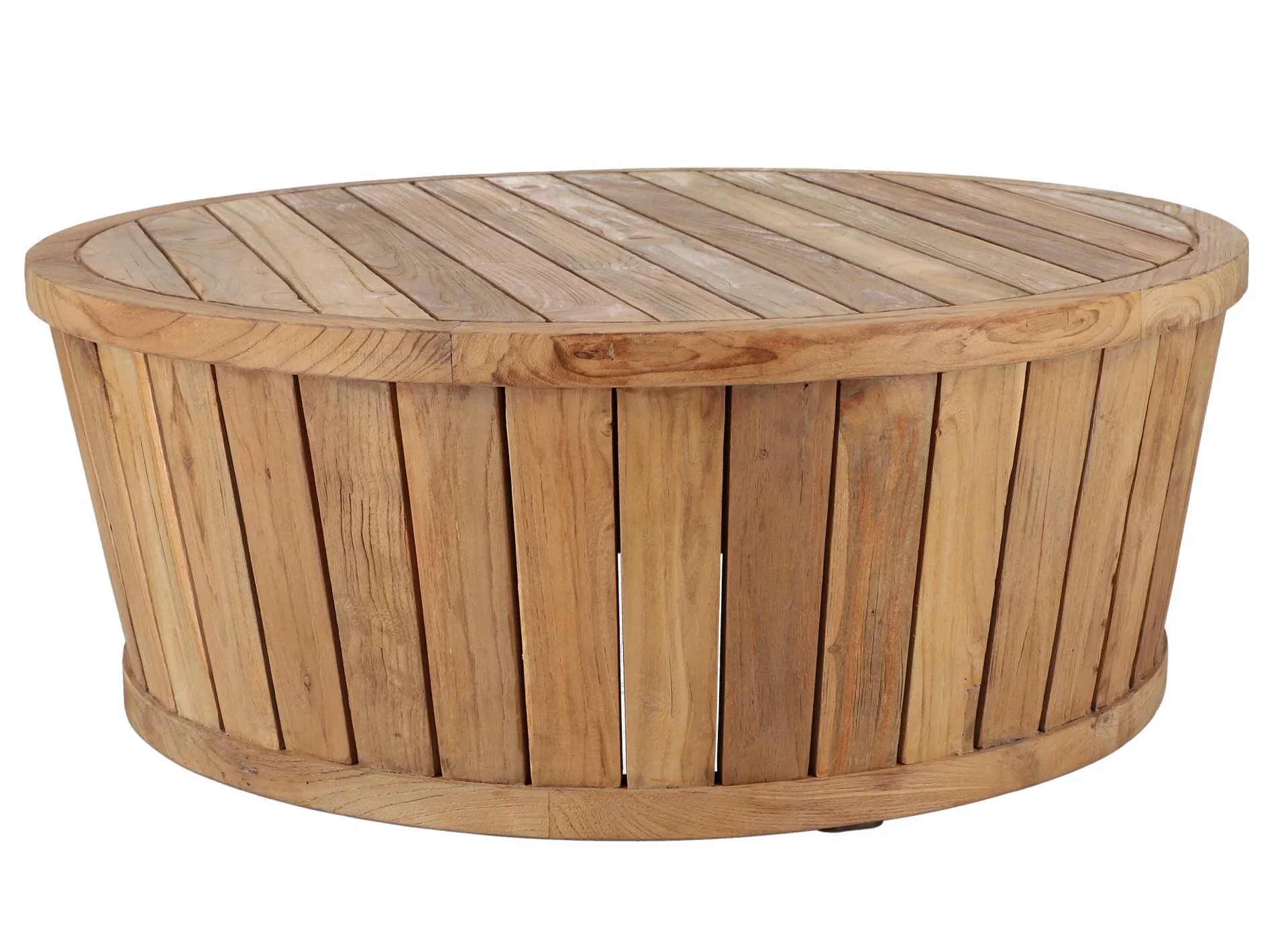 Beistelltisch Circus aus recyceltem Teakholz, rund, massiv, natur, Ø 80 cm, für Outdoor - Jan Kurtz