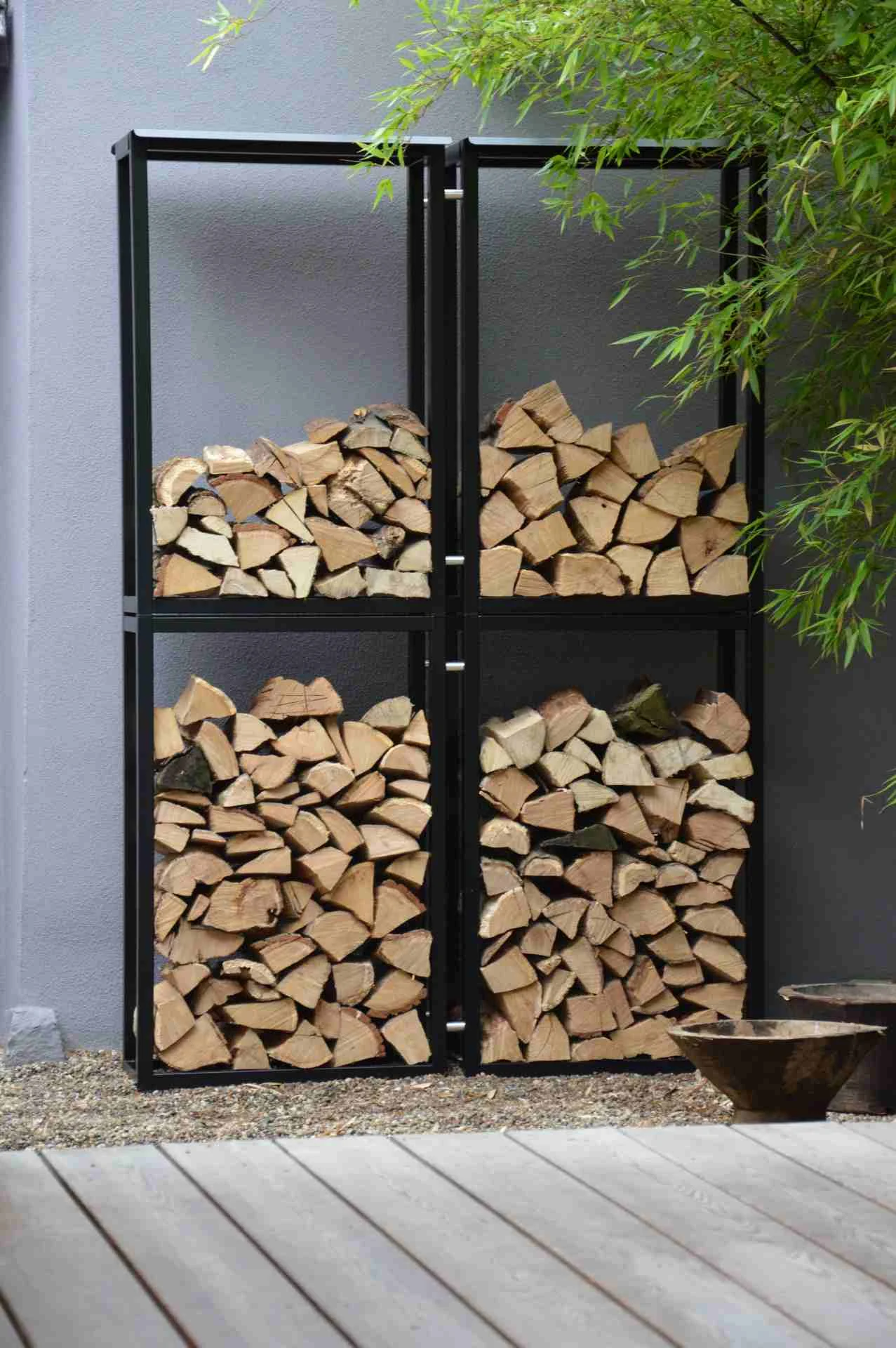 Kaminholzgestell Holz Michel aus Metall, modern, pulverbeschichtet, schwarz, für Outdoor - Jan Kurtz