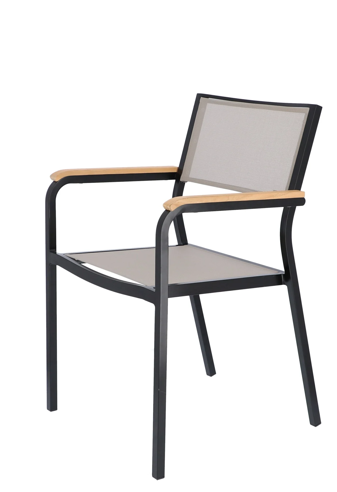 Stuhl Lux aus Aluminium, modern und wetterfest, Schwarz, stapelbar für Outdoor-Einsatz