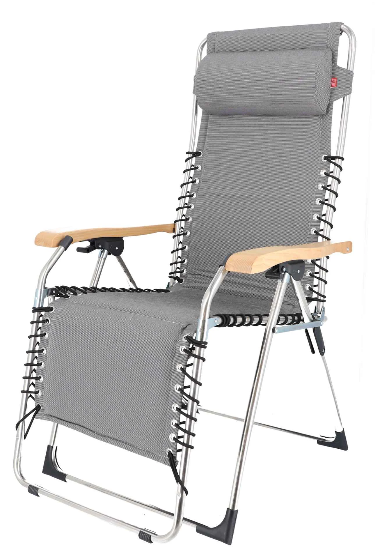 Gartenliege Movida Soft aus Aluminium, modern mit Armlehnen aus Esche, anthrazit, stufenlos verstellbar - Fiam