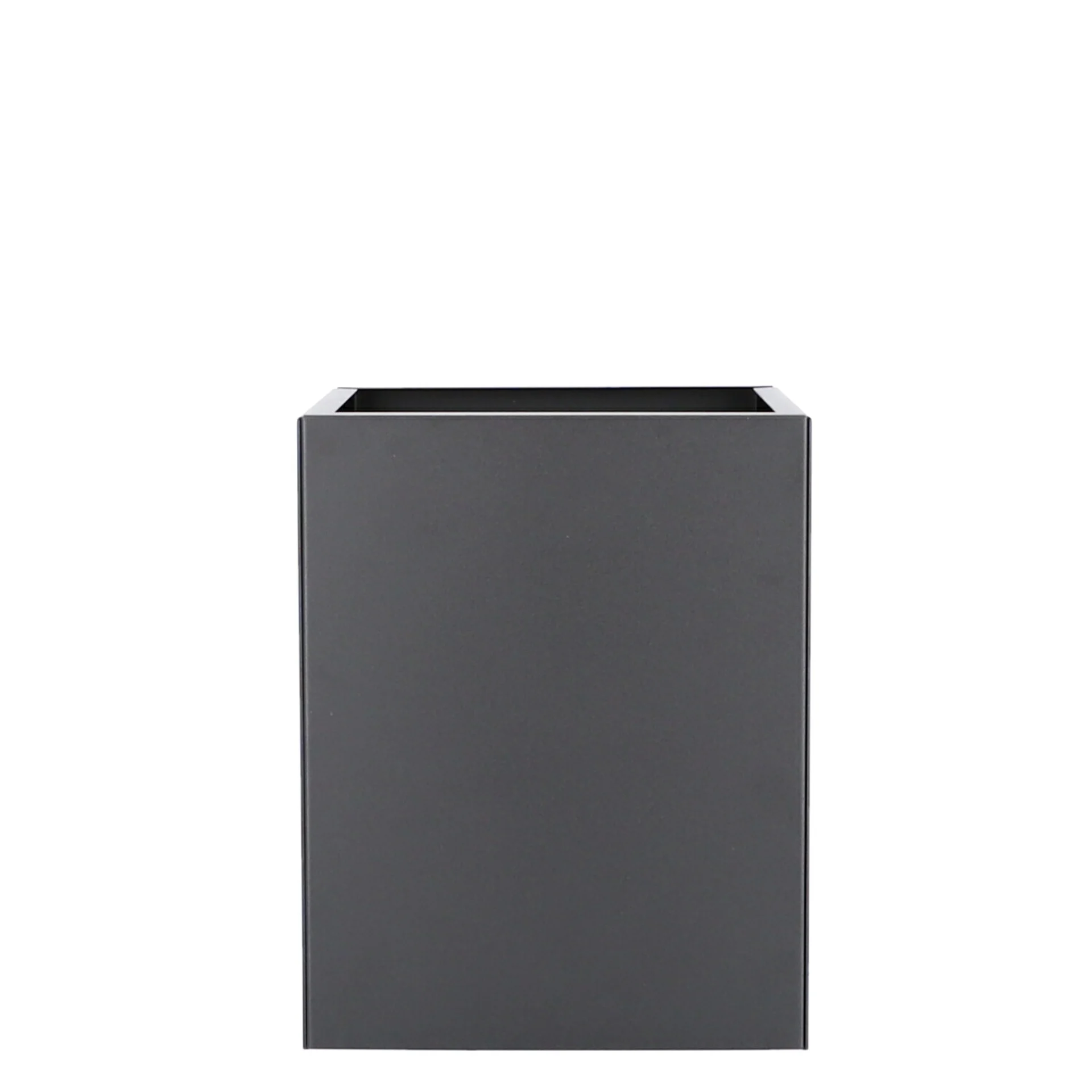 Vase Planter aus pulverbeschichtetem Stahl, modern, schwarz, mit Rollen und Einlegeboden, 40 cm - Jan Kurtz