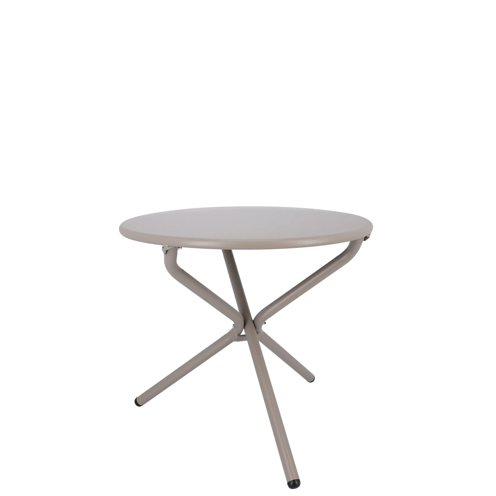 Gartenbeistelltisch Tris aus Aluminium, modern, rund, taupe – ideal für Outdoor-Nutzung