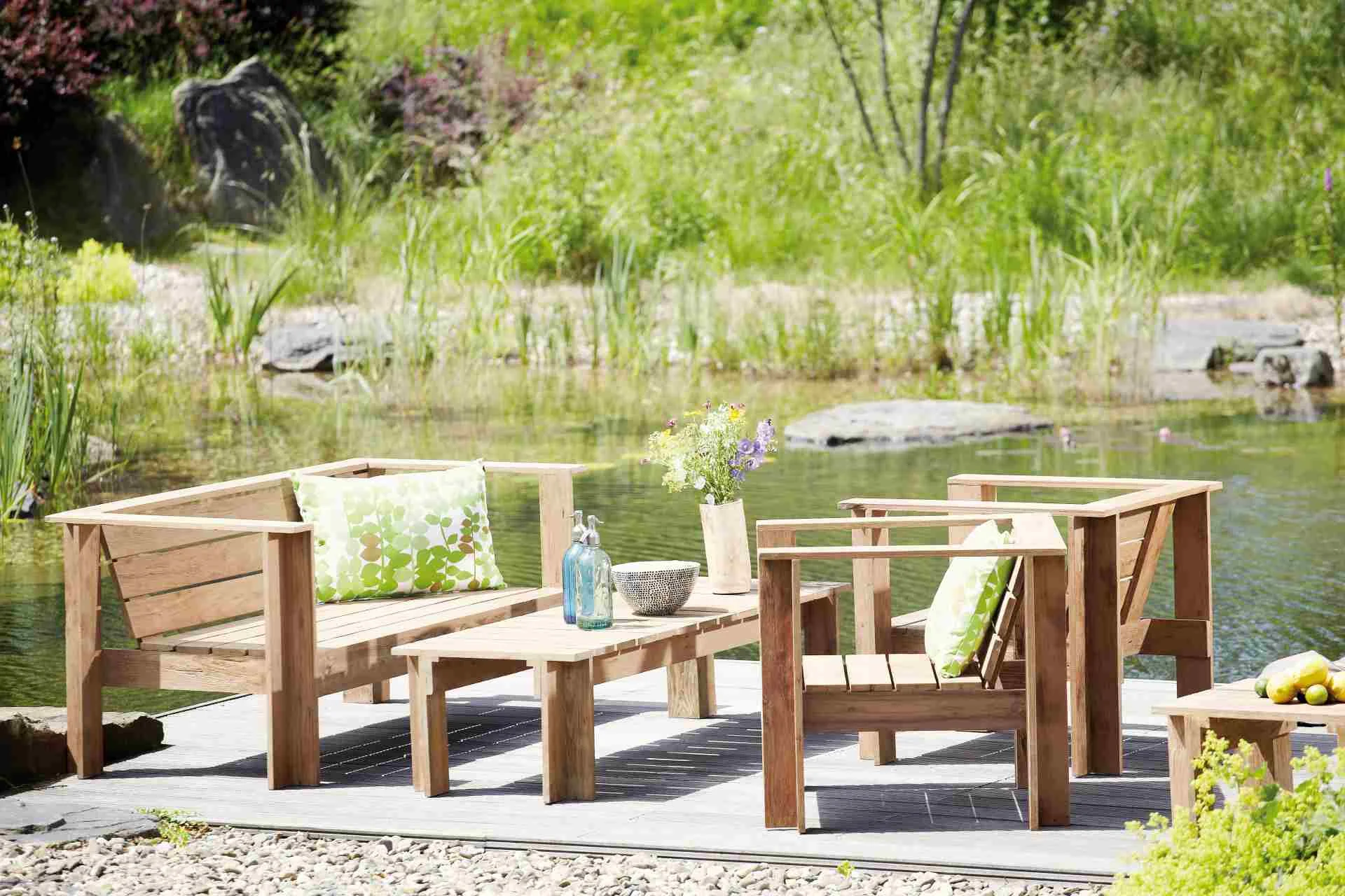 Beistelltisch aus recyceltem Teakholz, massiv und naturbelassen, rechteckig, 156 cm, Outdoor - Jan Kurtz