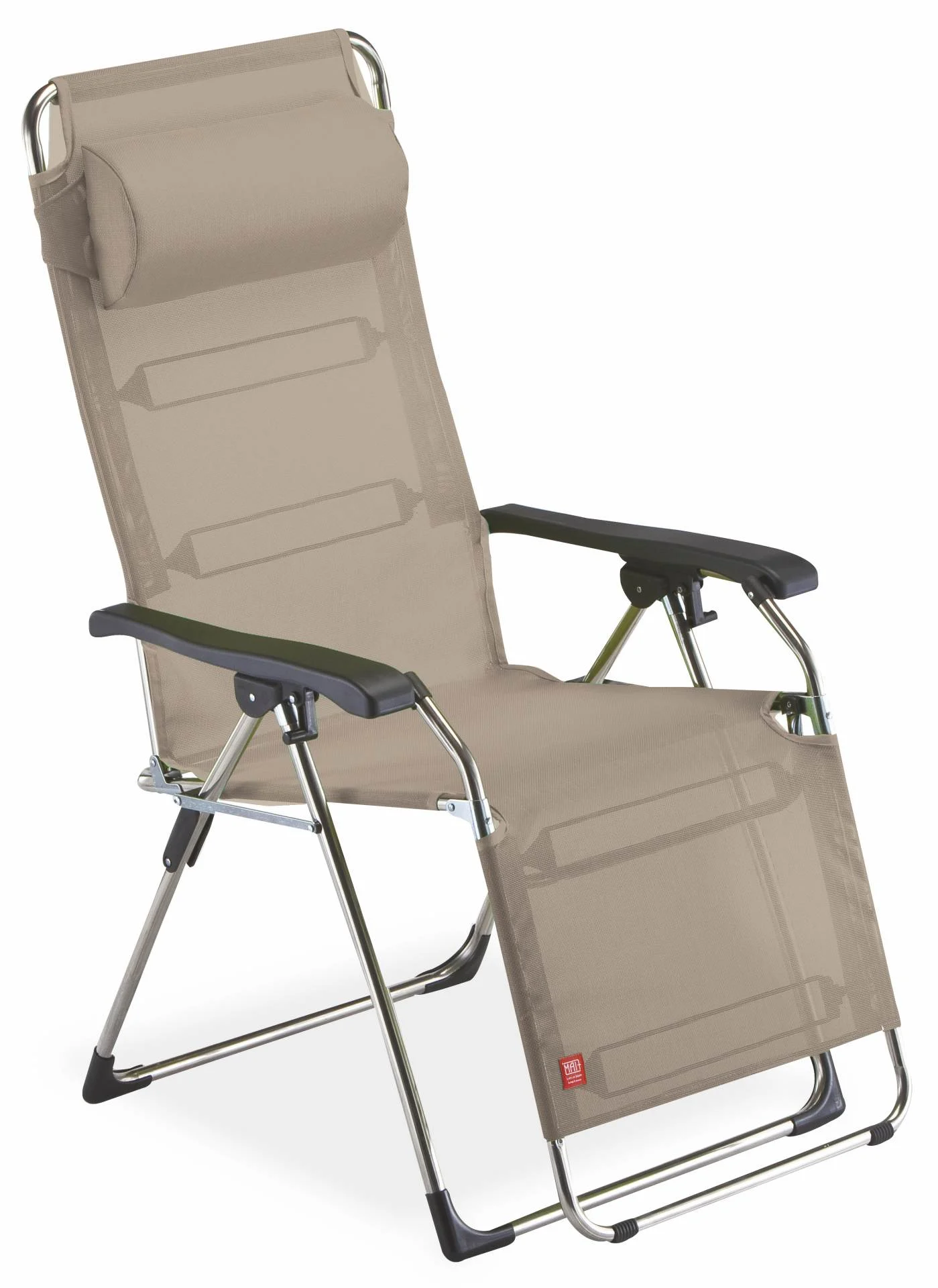 Gartenliege Amida aus Aluminium, modern und wetterfest, mit Nackenrolle, Taupe - Fiam