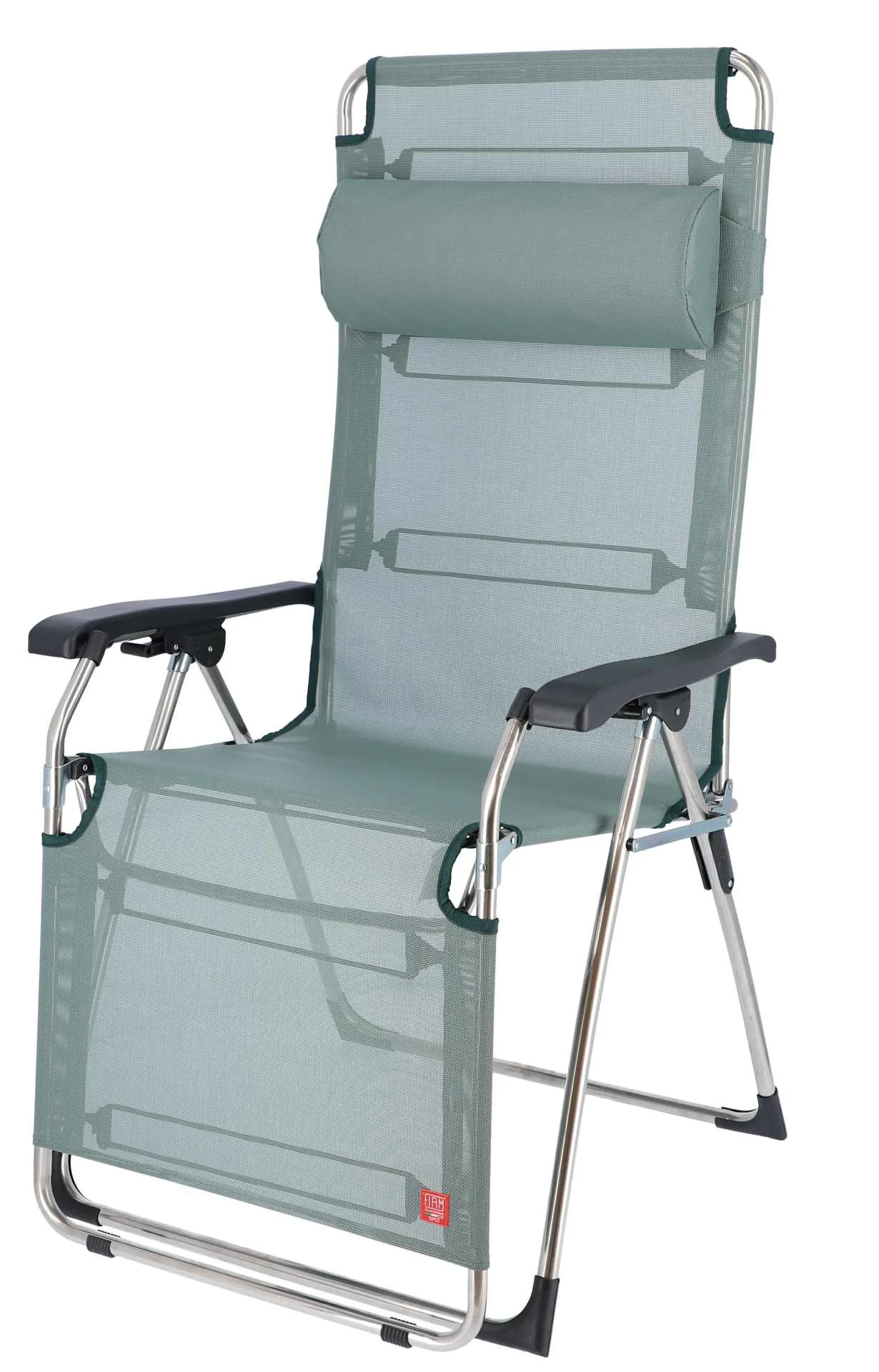Gartenliege Amida XXL aus Aluminium, modern und stufenlos verstellbar, salbeigrün, mit Nackenrolle - Fiam
