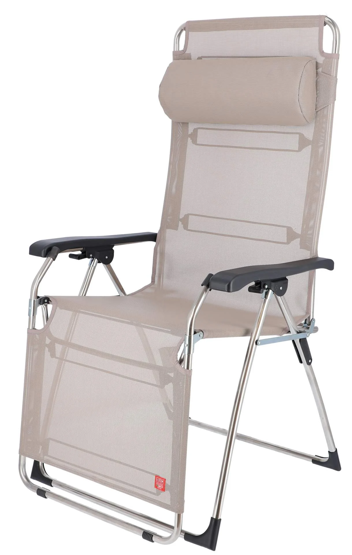 Gartenliege Amida XXL aus Aluminium, modern und stufenlos verstellbar, taupe, mit Nackenrolle - Fiam