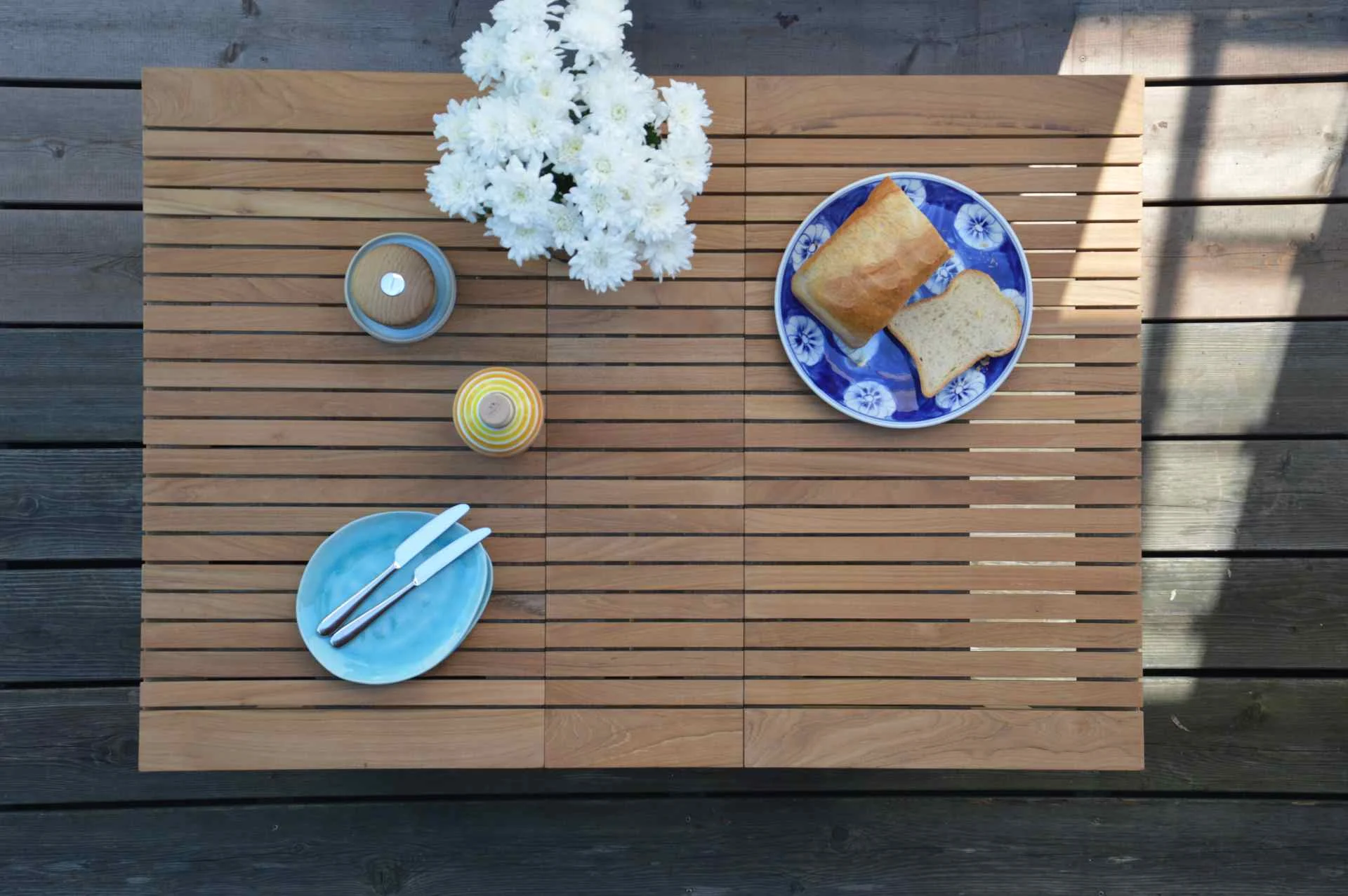 Gartenesstisch Klapptisch Samoa aus Teakholz, modern massiv, Natur, für 4–6 Personen, beidseitig klappbar - Jan Kurtz