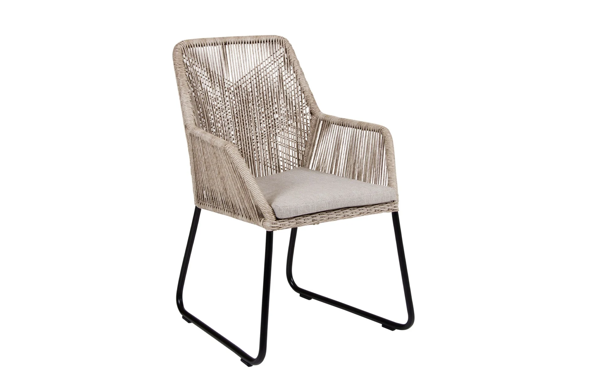 Gartenstuhl Midway aus Rattan, modern skandinavisch, beige, mit bequemer Polsterung und Aluminiumgestell - Brafab