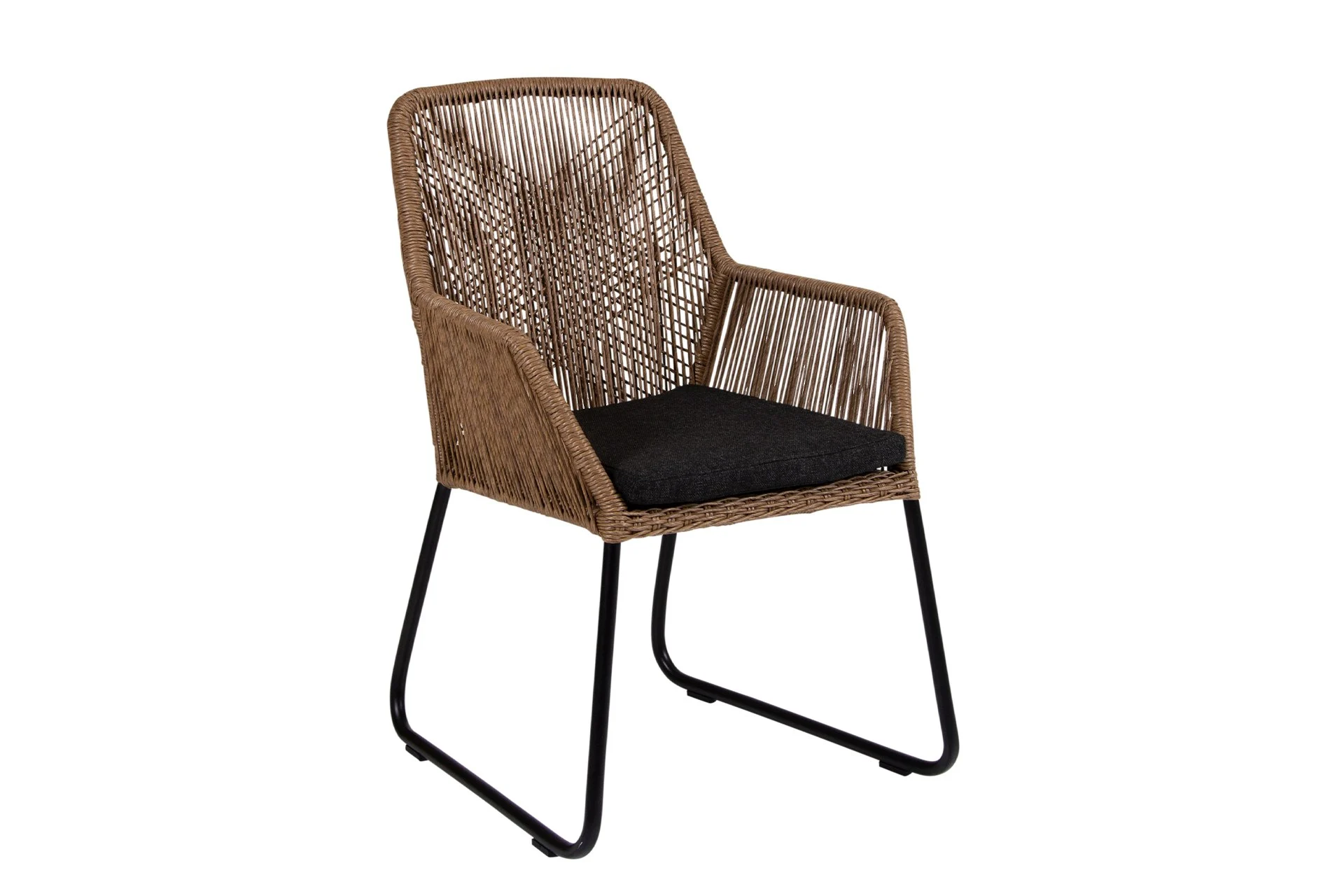 Gartenstuhl Midway aus Rattan, modern skandinavisches Design, braun, gepolstert, inkl. Kissen - Brafab