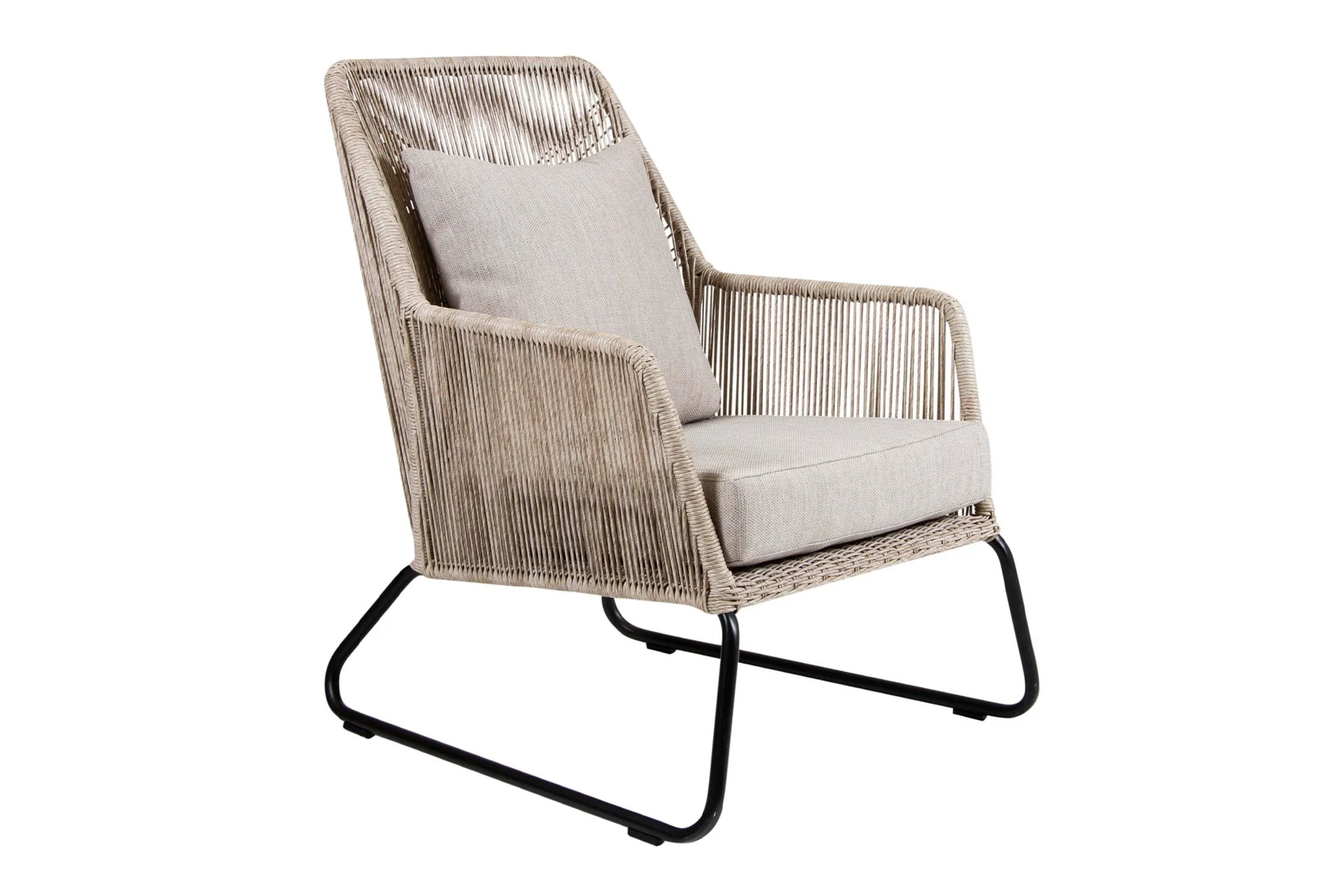 Gartensessel Midway von Brafab, aus Rattan und Aluminium, modern, beige, inkl. Kissen