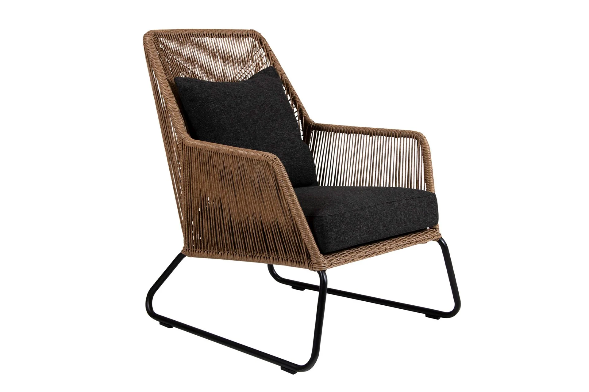 Gartensessel Midway aus Rattan, modern mit Aluminiumgestell, braun, inkl. Kissen - Brafab