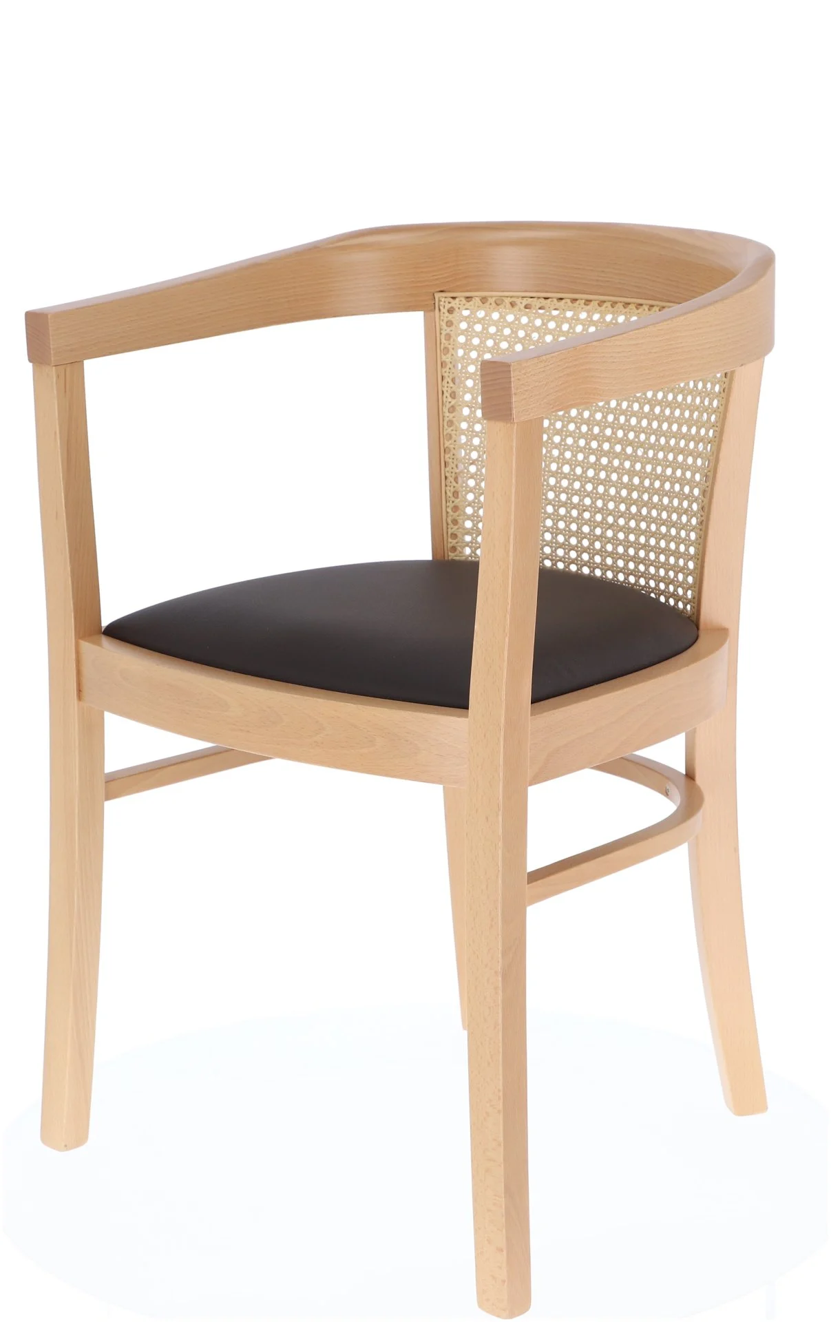 Stuhl Charles Cane aus Buchenholz, klassisches Design, gepolstert in Leder, natur - Jan Kurtz