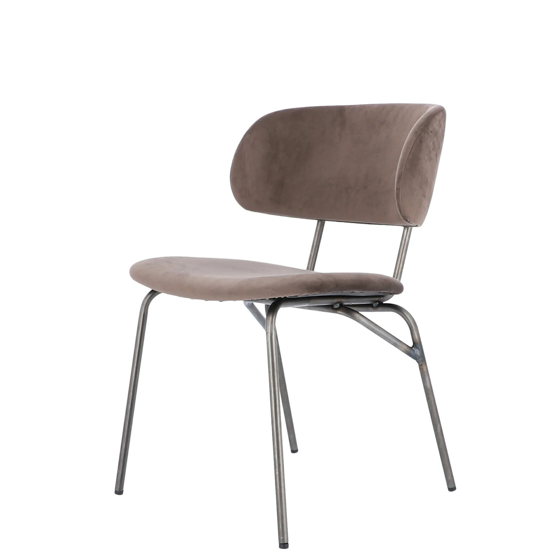 Stuhl Giulia mit Samtbezug, Retro Chic Design, taupe, gepolstert, Metallgestell silber - Jan Kurtz