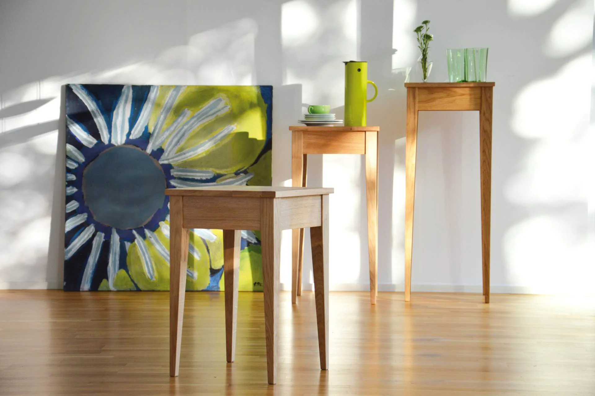 Beistelltisch Bonny aus massivem Eichenholz, klassisch-massiver Stil, natur, 60 cm hoch
