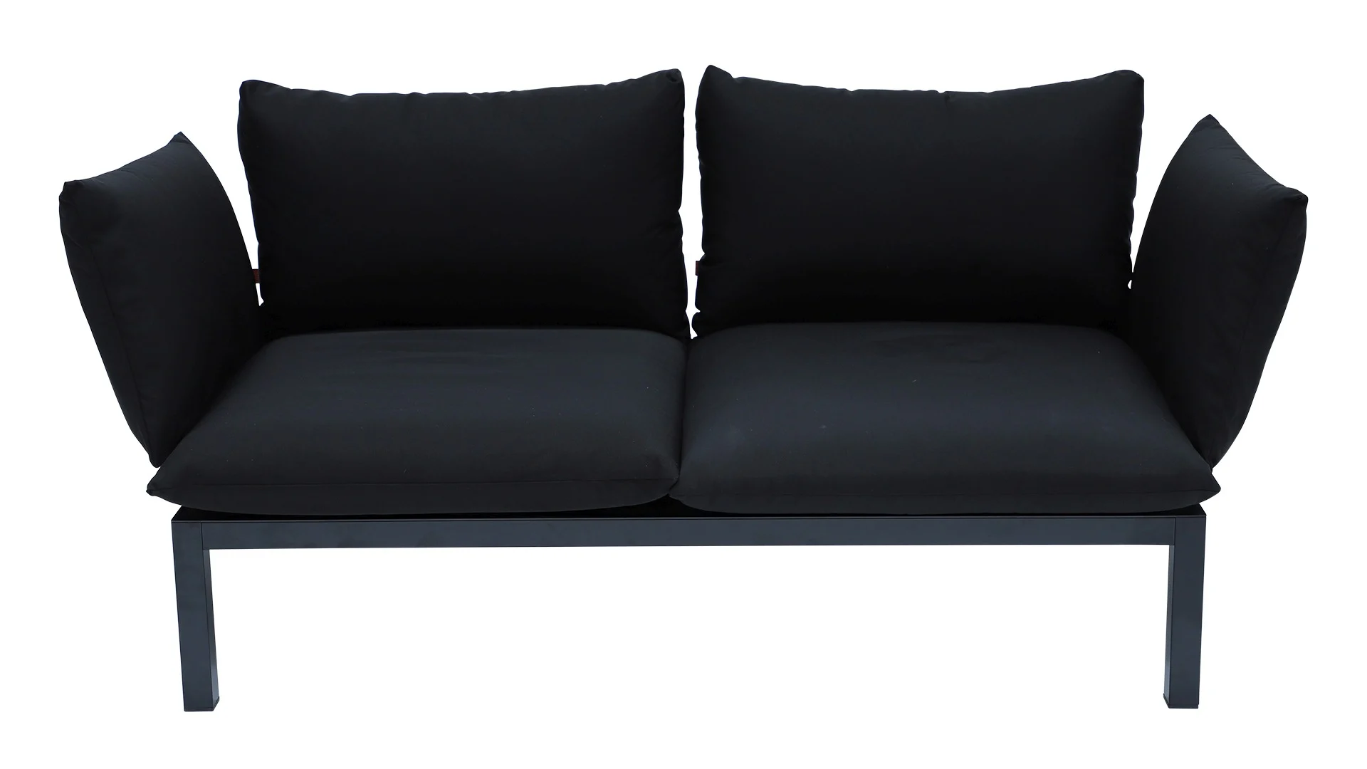 Gartensofa Domino 2-Sitzer von Fiam, aus Aluminium und Polypropylen, modern, schwarz, gepolstert
