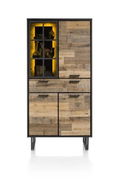 Henders & Hazel Avalon Schrank mit LED 3 Türen+1 Lade+1 Glastür HPL/Metallgestell