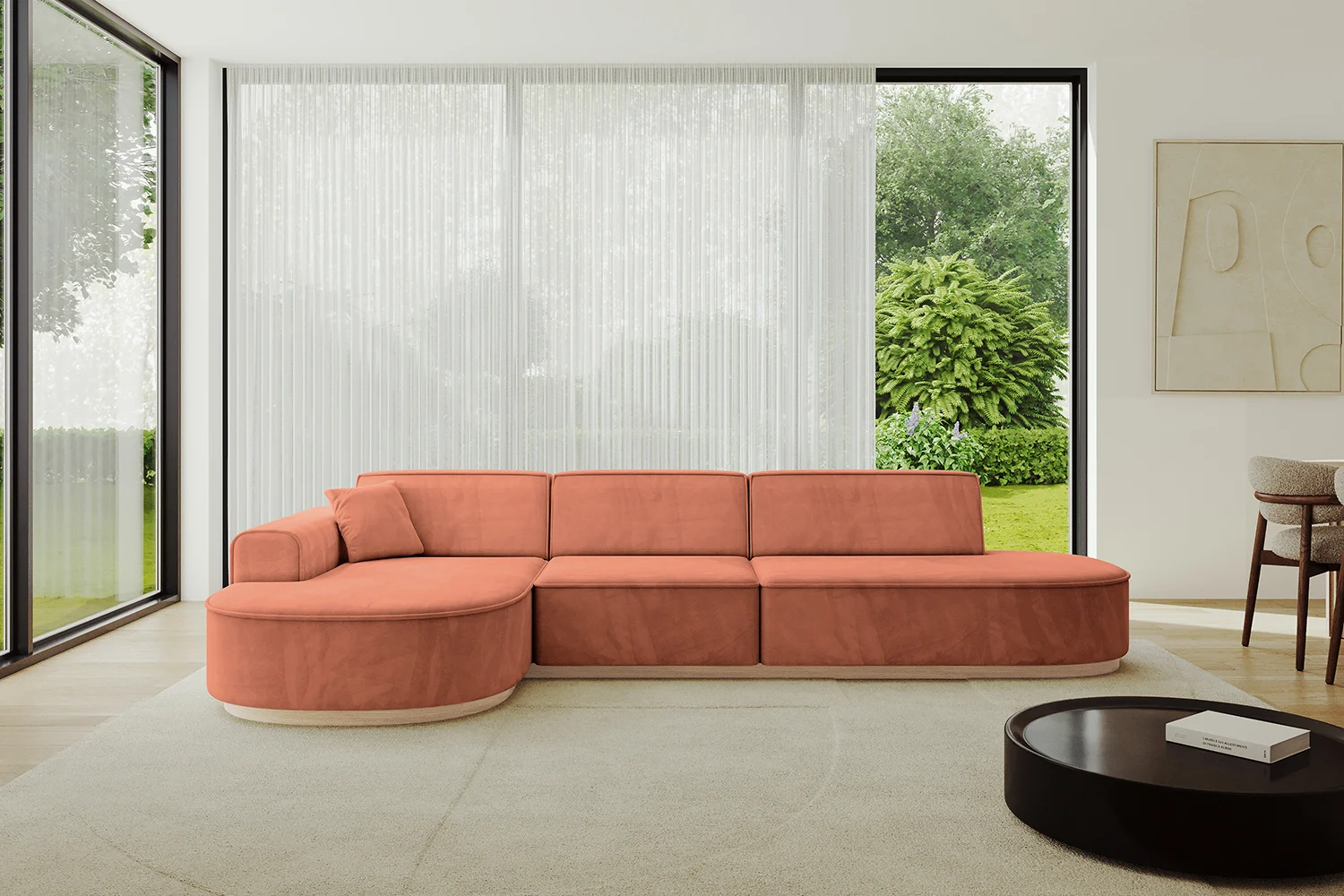 Ecksofa MARI-L2-v1 Apricot - Dream Velvet 202.07