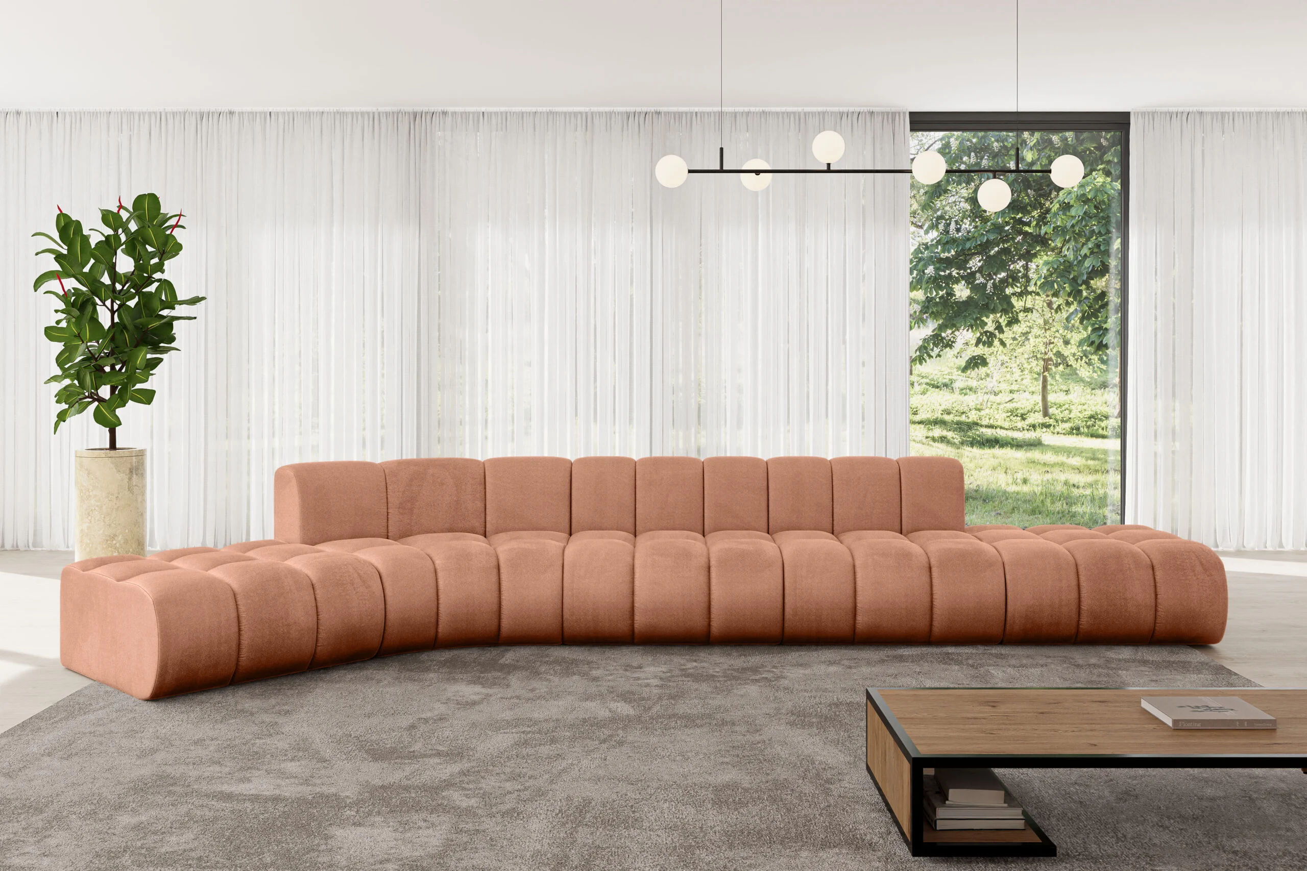 Ecksofa Solven-L2 Apricot - Monolith 61