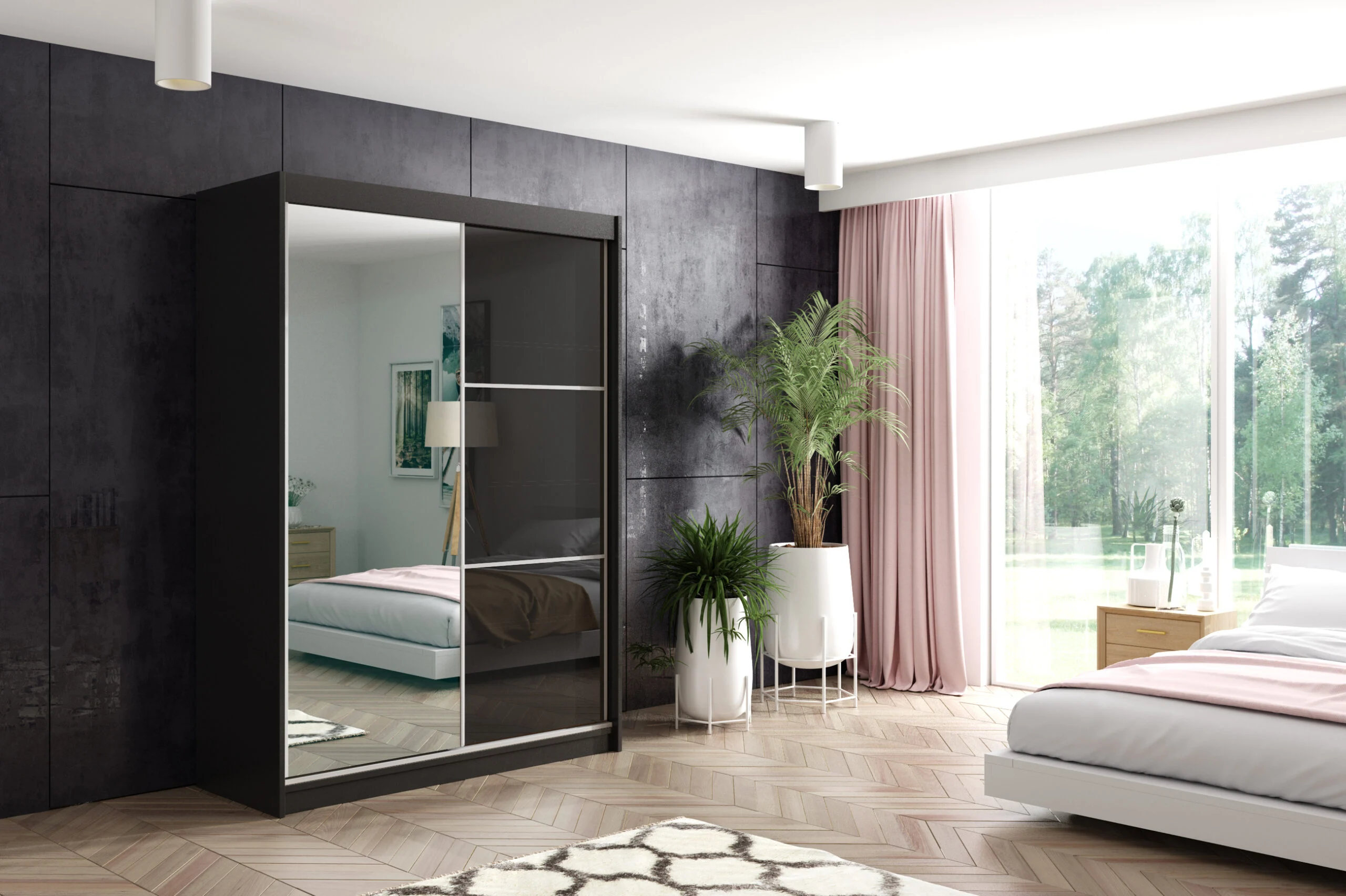 Schiebetürenschränke VIVONA Schwarz - Altdecor