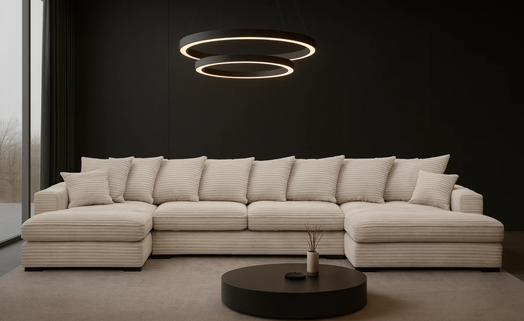 Ecksofa mit Schlaffunktion und Bettkasten, Sofa U-form, Couch U-form Gabon stoff Zoom