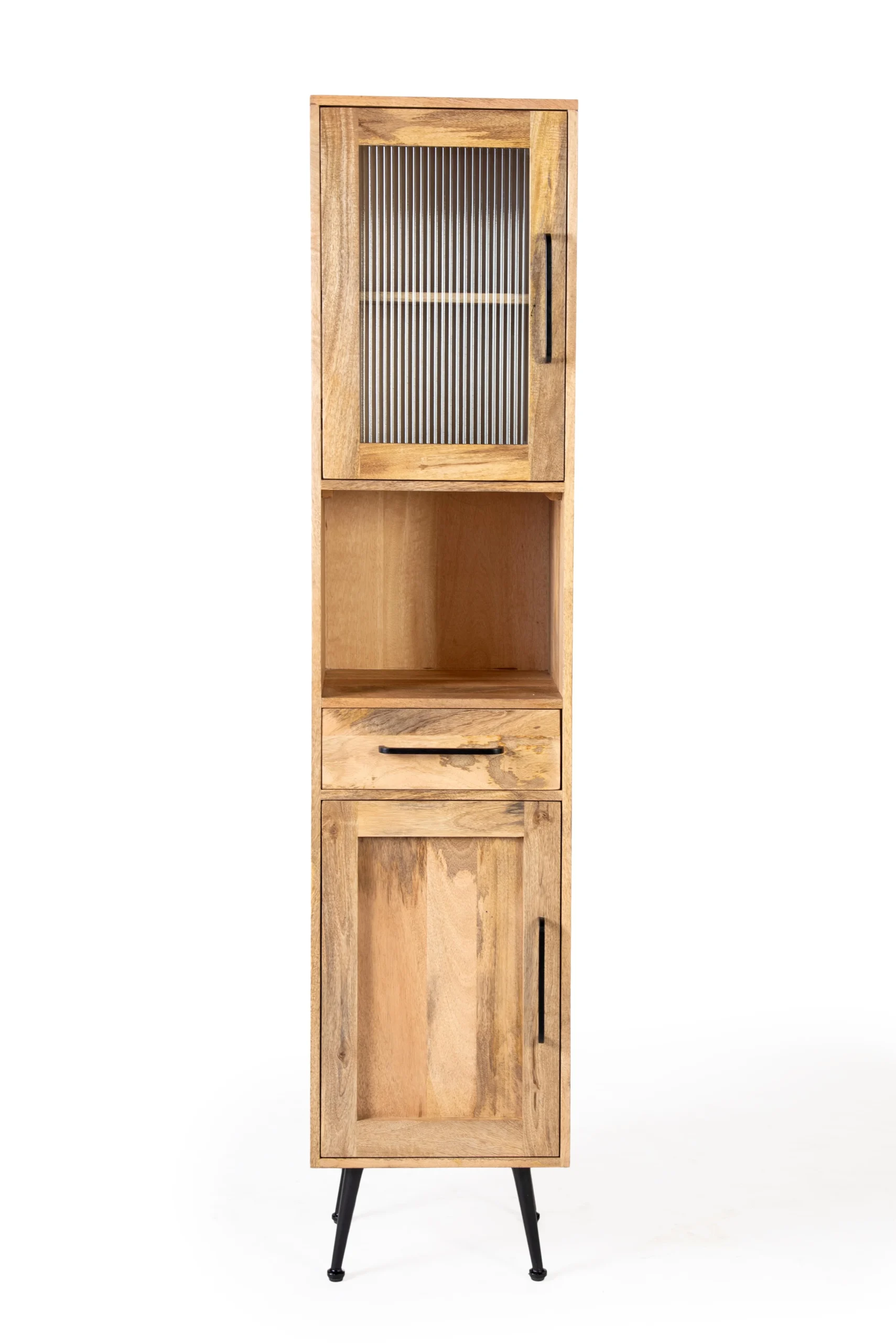 Carla&Marge Riffelution Bad-Hochschrank Mangoholz/Eisen Honig/Schwarz